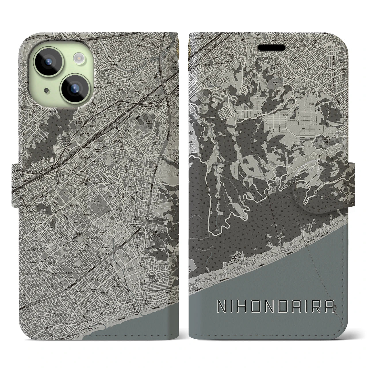 【日本平(静岡県)】地図柄iPhoneケース(手帳タイプ)