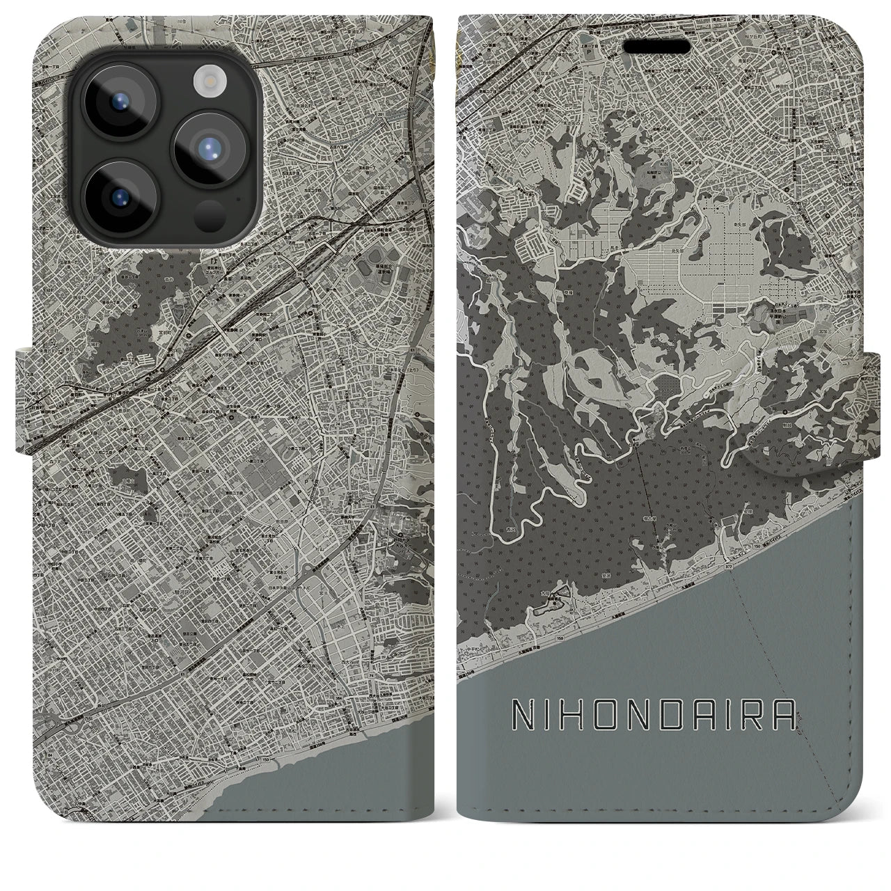 【日本平(静岡県)】地図柄iPhoneケース(手帳タイプ)