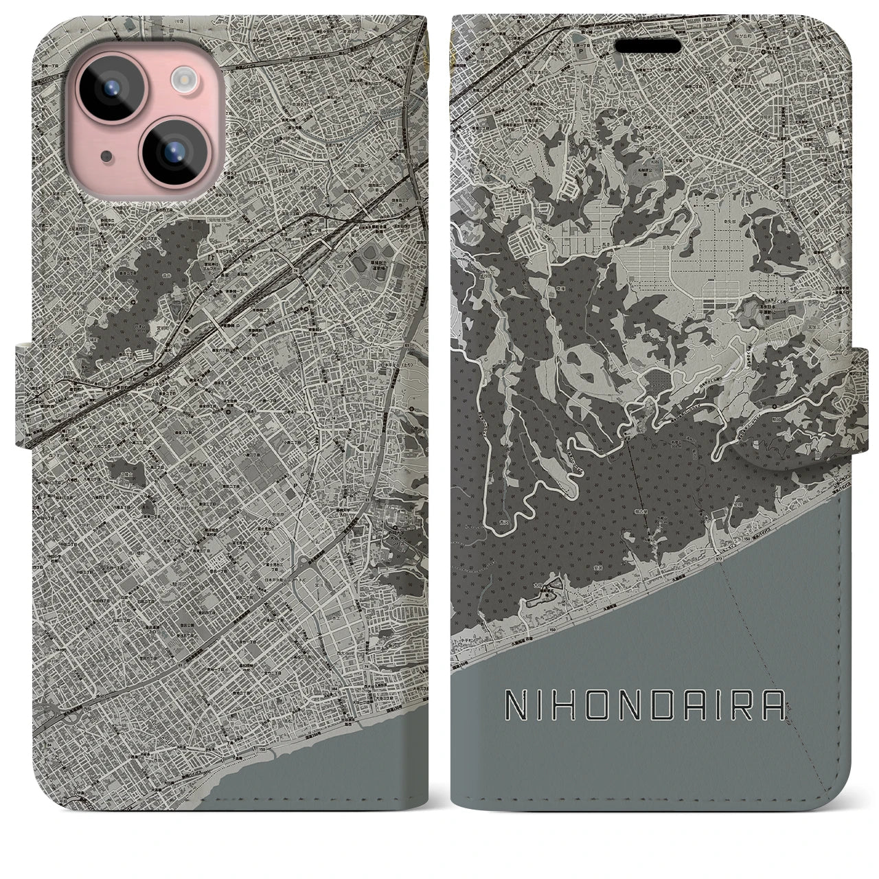 【日本平(静岡県)】地図柄iPhoneケース(手帳タイプ)