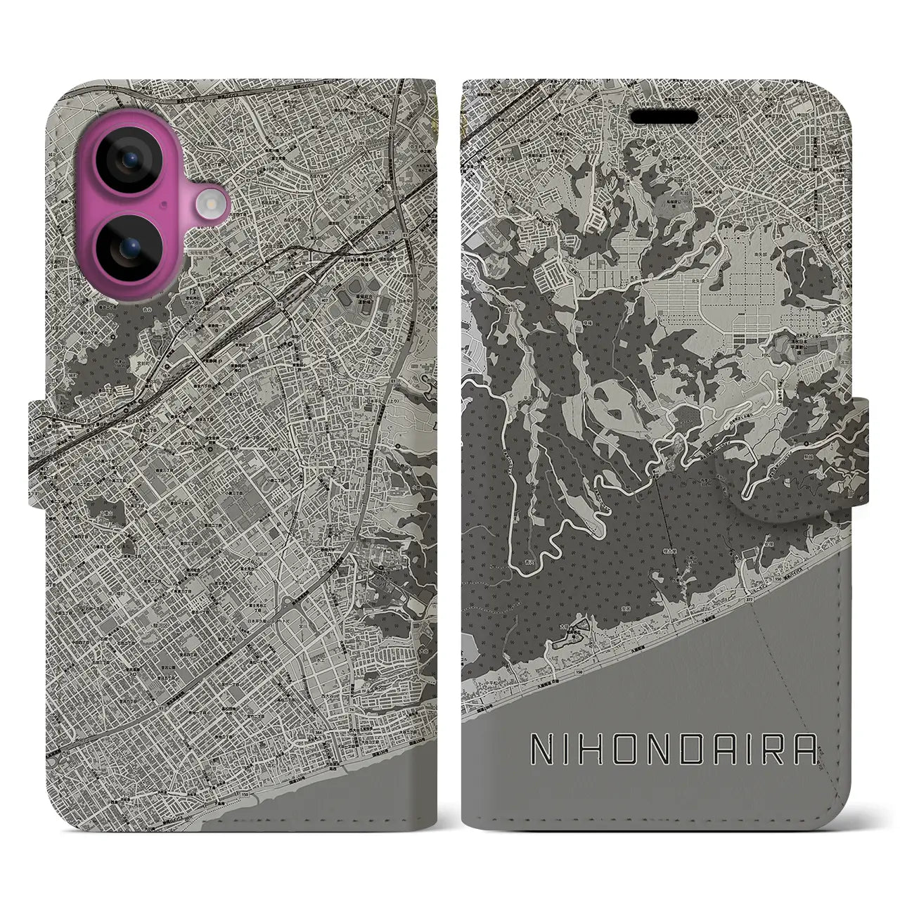 【日本平(静岡県)】地図柄iPhoneケース(手帳タイプ)