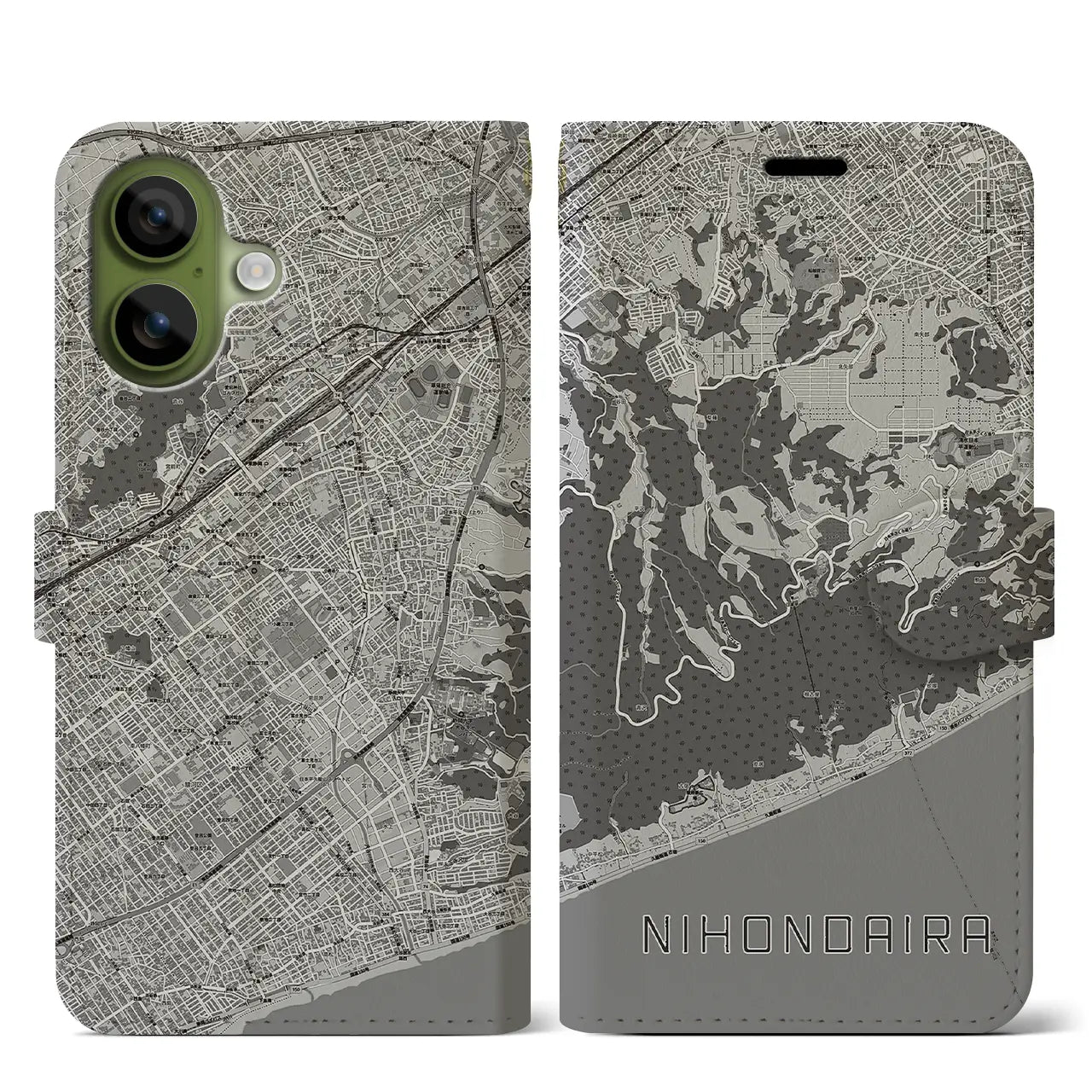 【日本平(静岡県)】地図柄iPhoneケース(手帳タイプ)