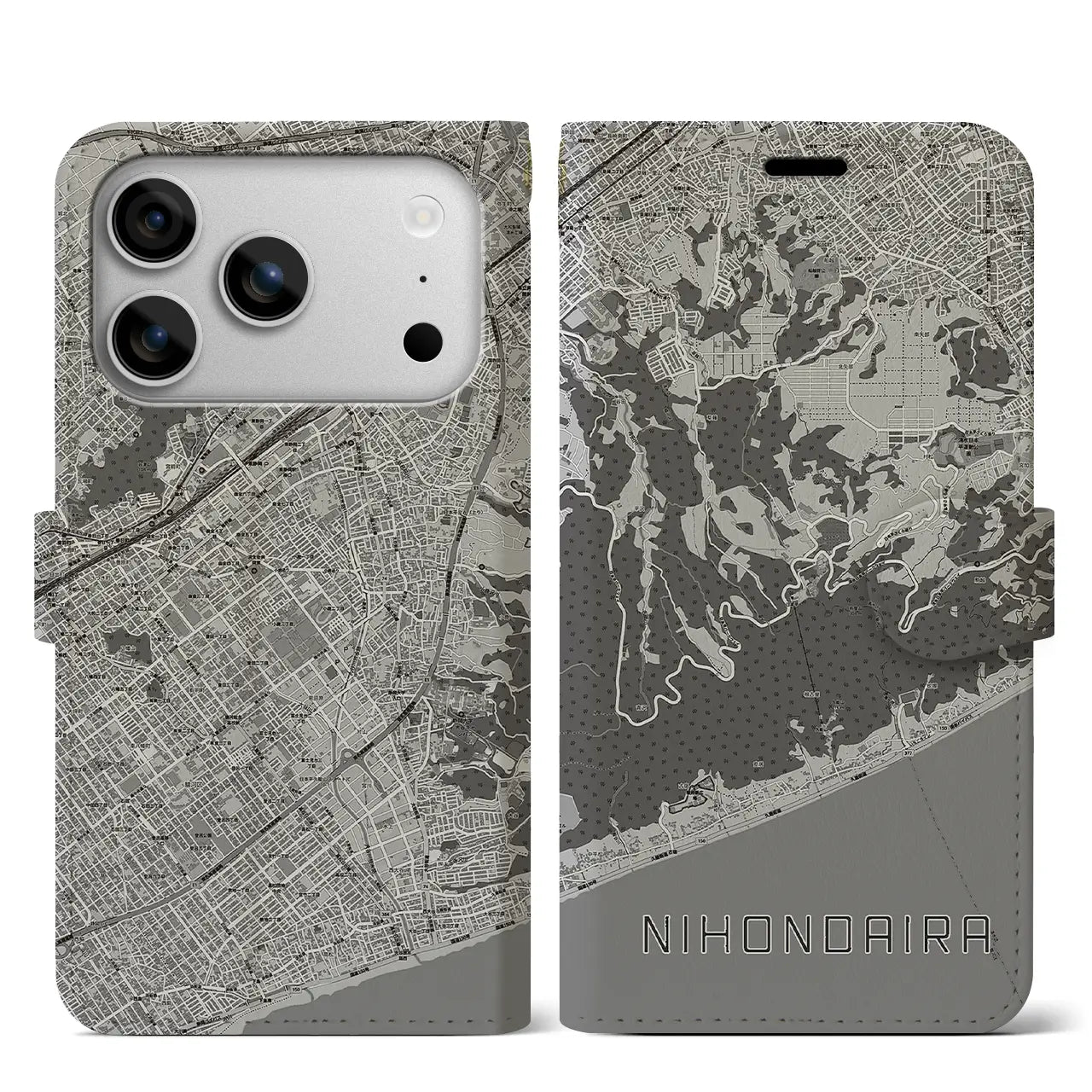 【日本平(静岡県)】地図柄iPhoneケース(手帳タイプ)