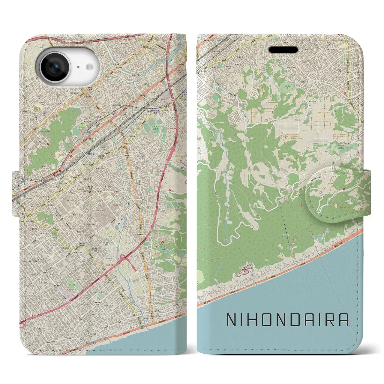 【日本平(静岡県)】地図柄iPhoneケース(手帳タイプ)