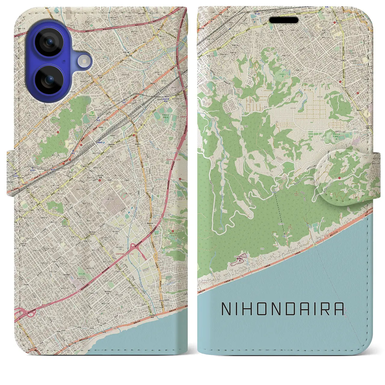 【日本平(静岡県)】地図柄iPhoneケース(手帳タイプ)