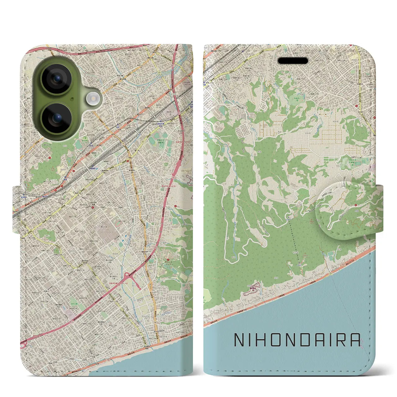 【日本平(静岡県)】地図柄iPhoneケース(手帳タイプ)