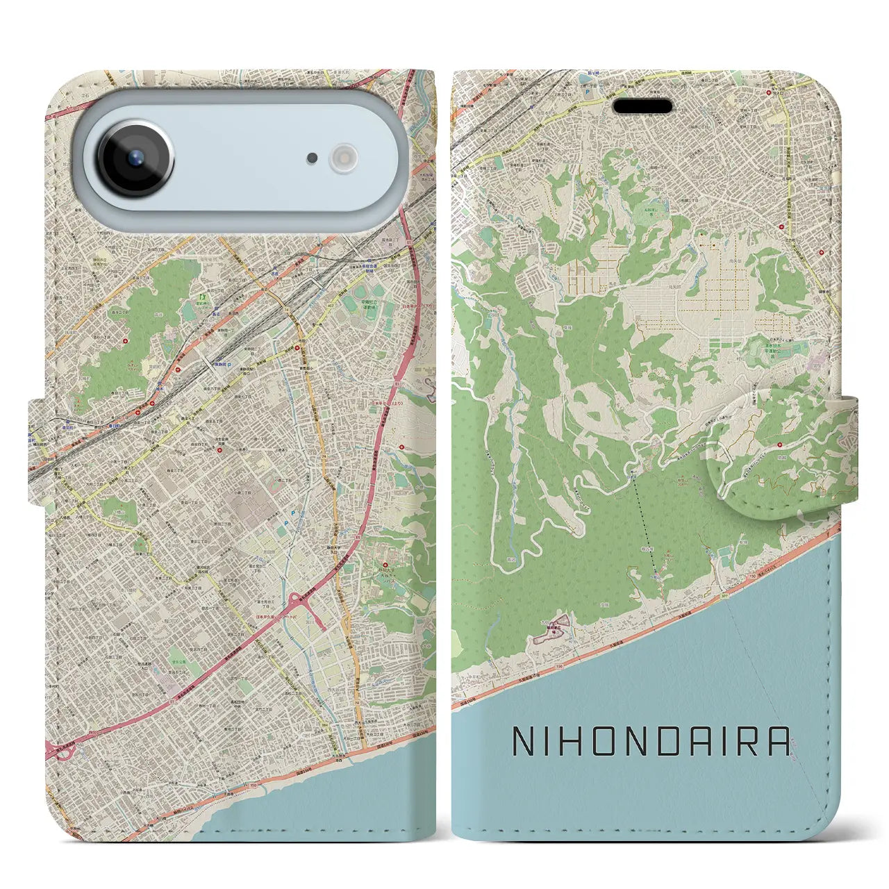 【日本平(静岡県)】地図柄iPhoneケース(手帳タイプ)