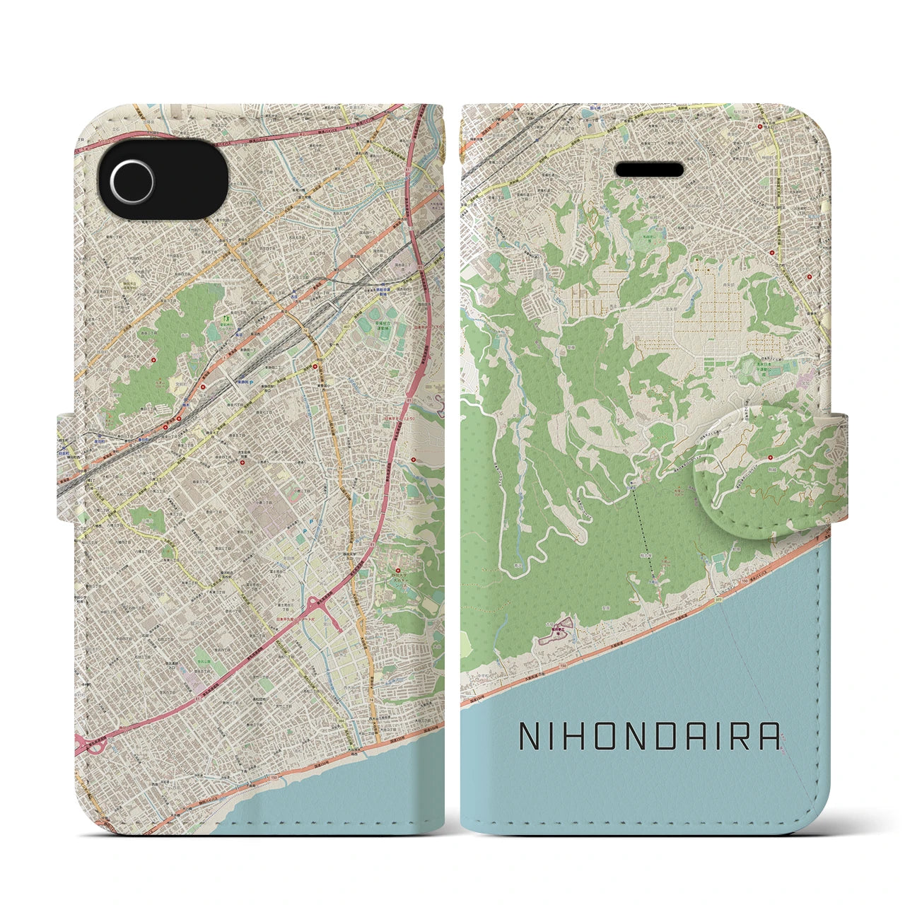 【日本平(静岡県)】地図柄iPhoneケース(手帳タイプ)