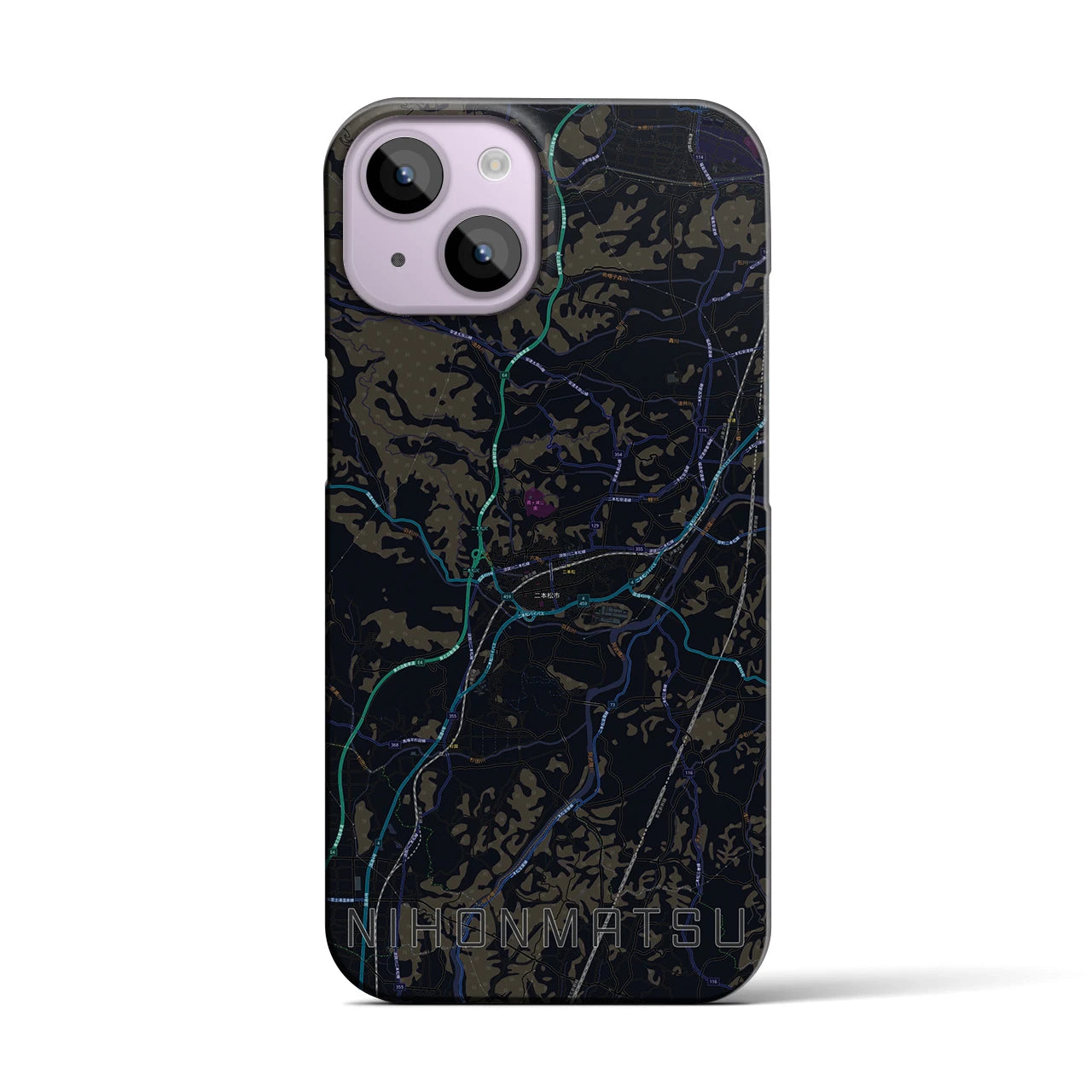 【二本松(福島県)】地図柄iPhoneケース(バックカバータイプ)