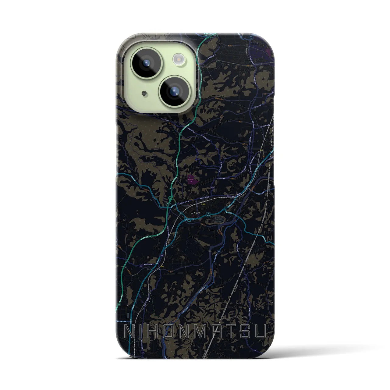 【二本松(福島県)】地図柄iPhoneケース(バックカバータイプ)