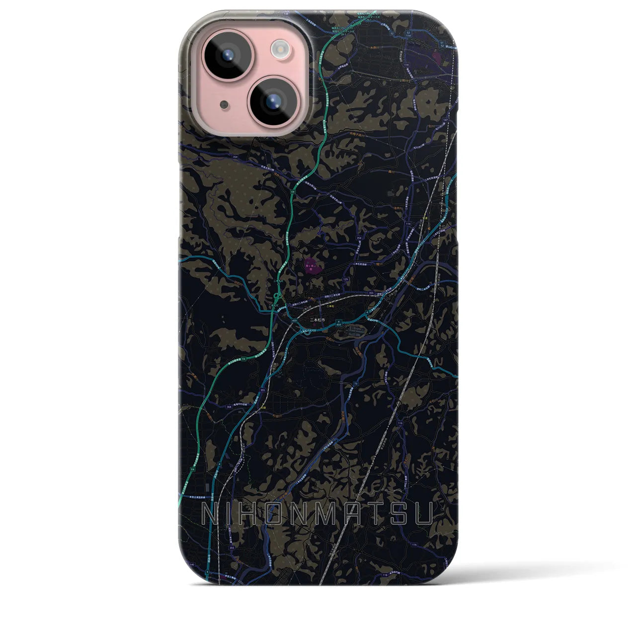 【二本松(福島県)】地図柄iPhoneケース(バックカバータイプ)