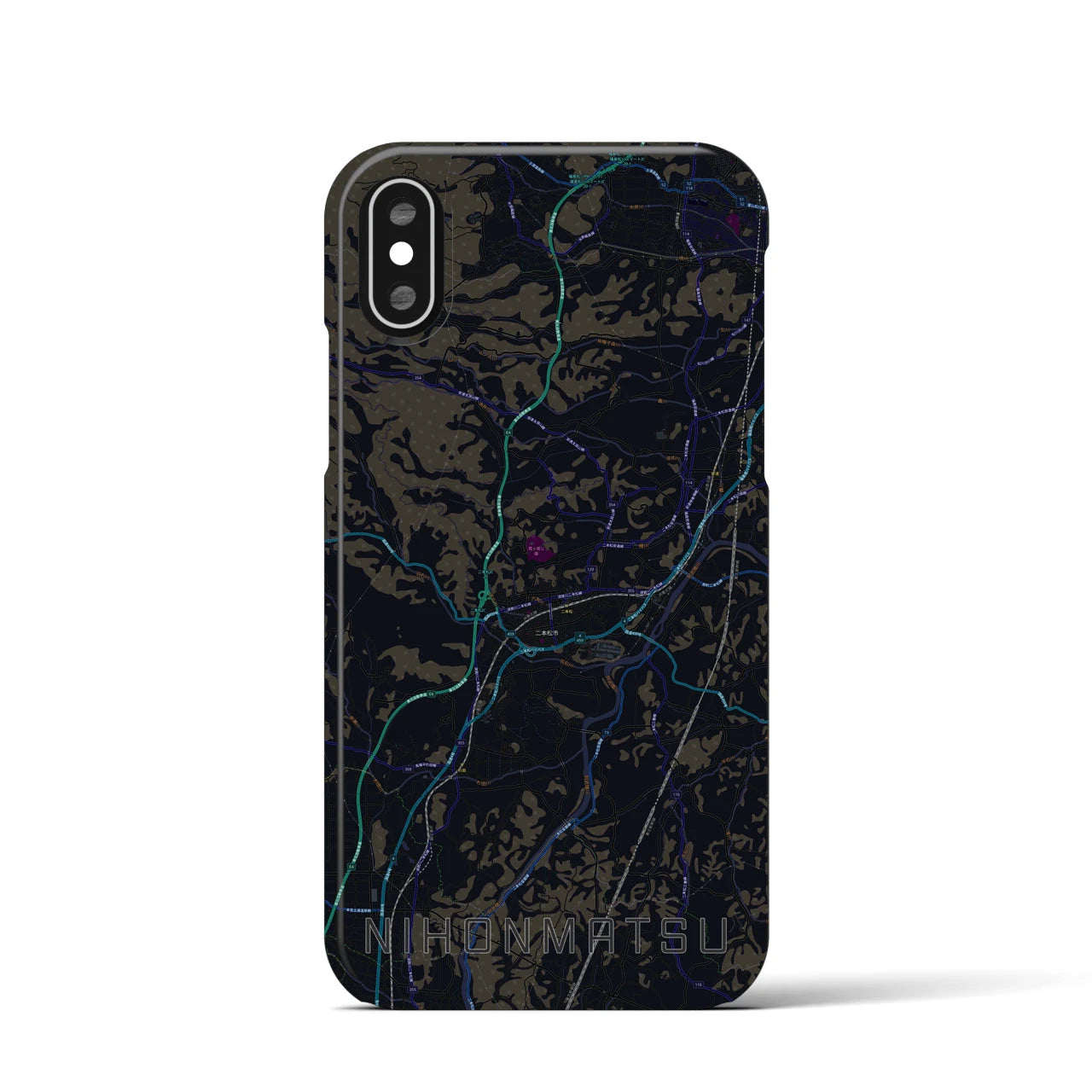 【二本松(福島県)】地図柄iPhoneケース(バックカバータイプ)