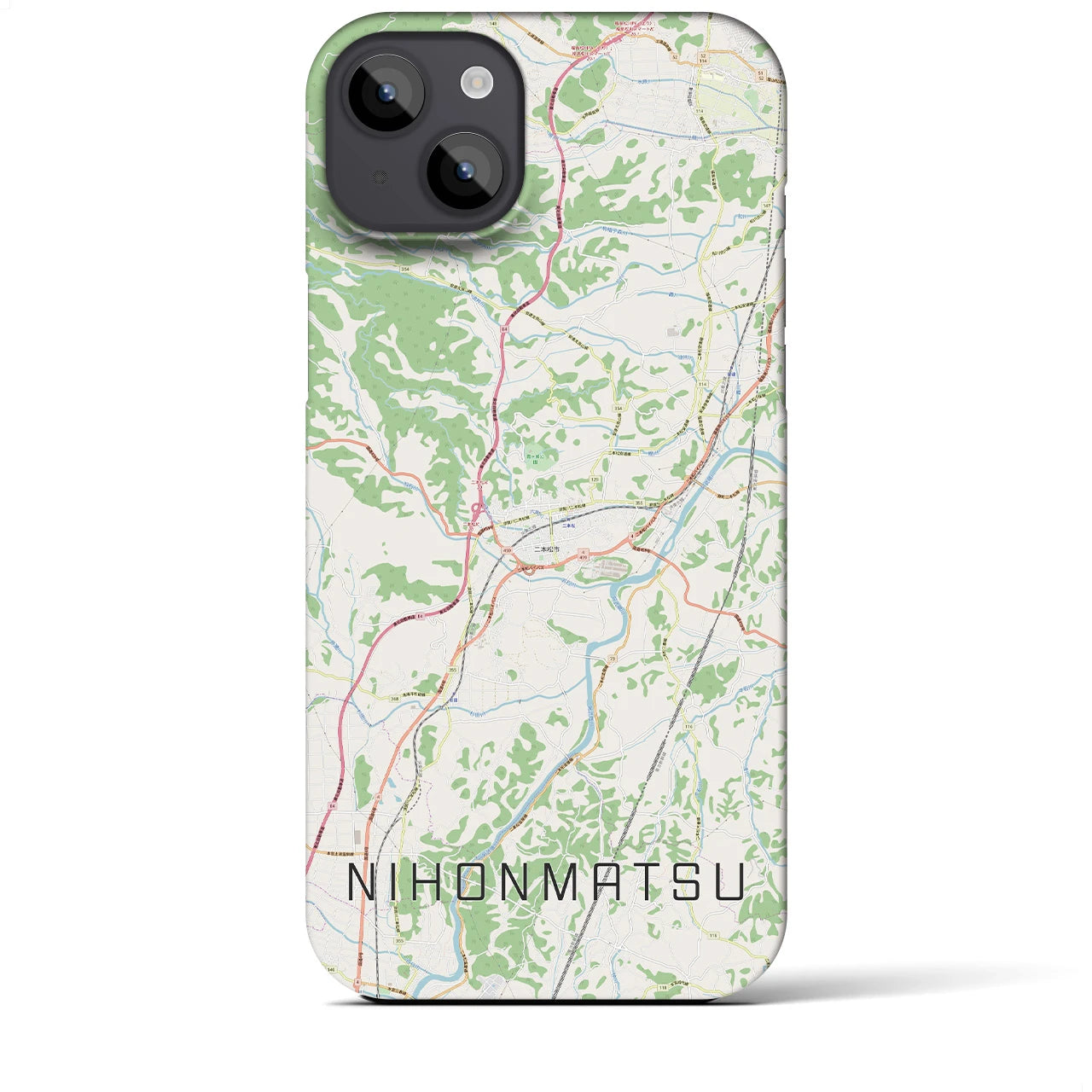 【二本松(福島県)】地図柄iPhoneケース(バックカバータイプ)