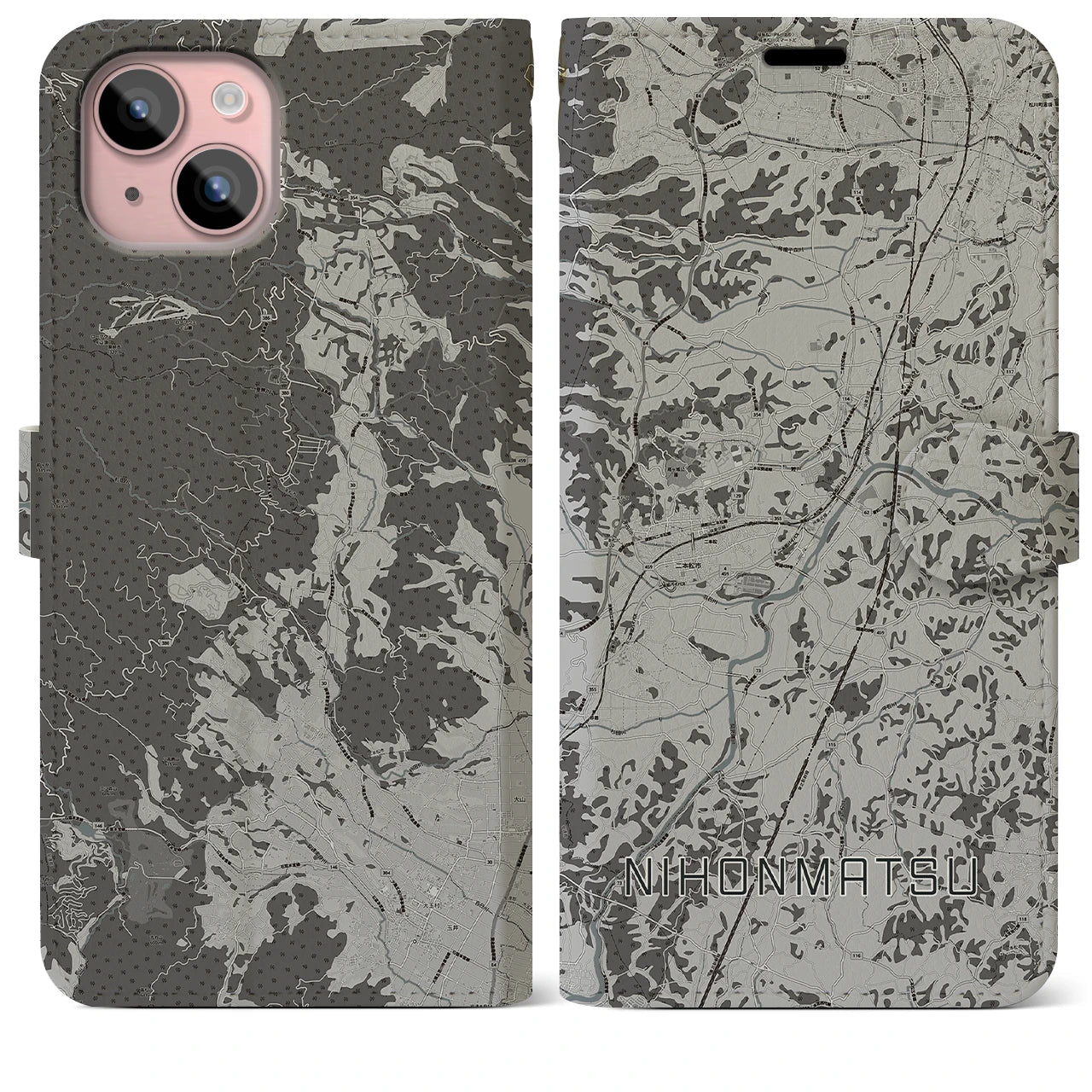 【二本松(福島県)】地図柄iPhoneケース(手帳タイプ)