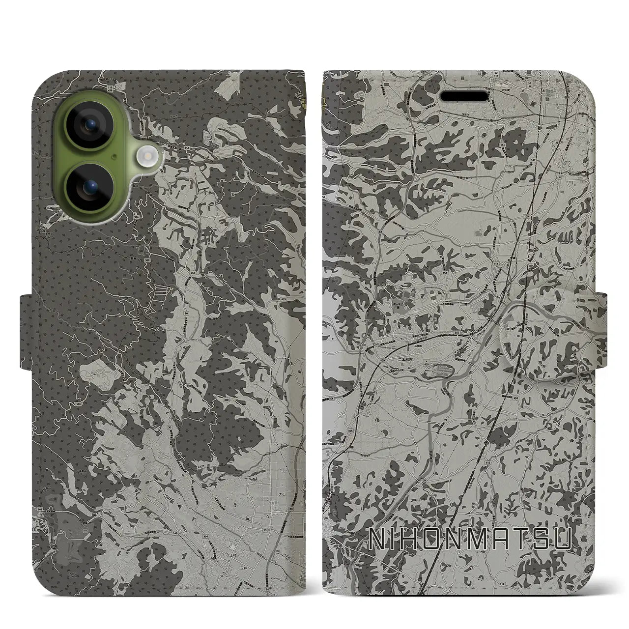 【二本松(福島県)】地図柄iPhoneケース(手帳タイプ)