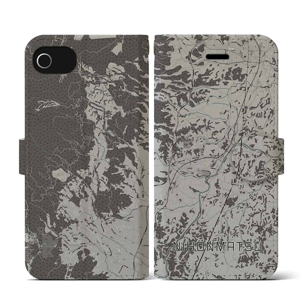 【二本松(福島県)】地図柄iPhoneケース(手帳タイプ)