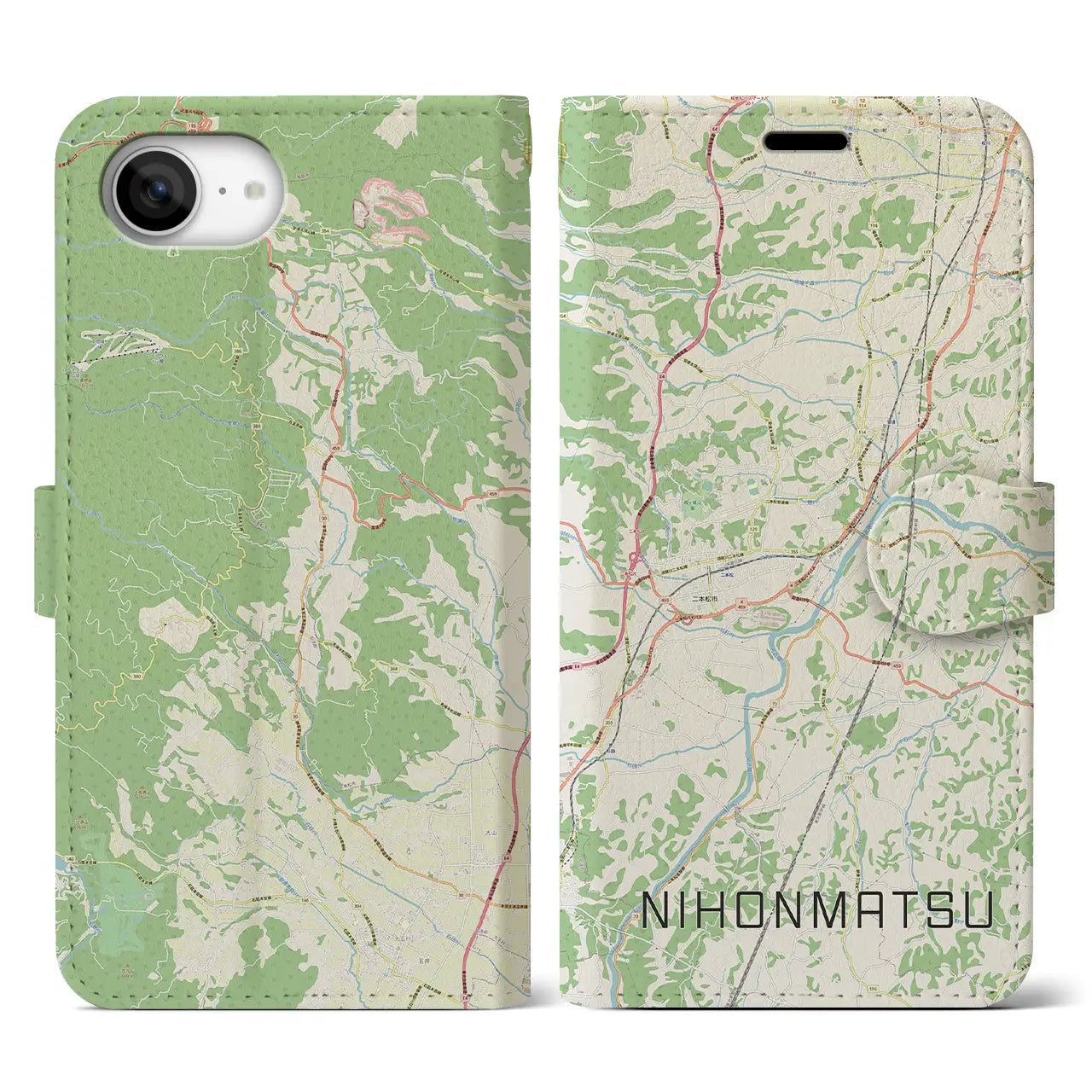 【二本松(福島県)】地図柄iPhoneケース(手帳タイプ)