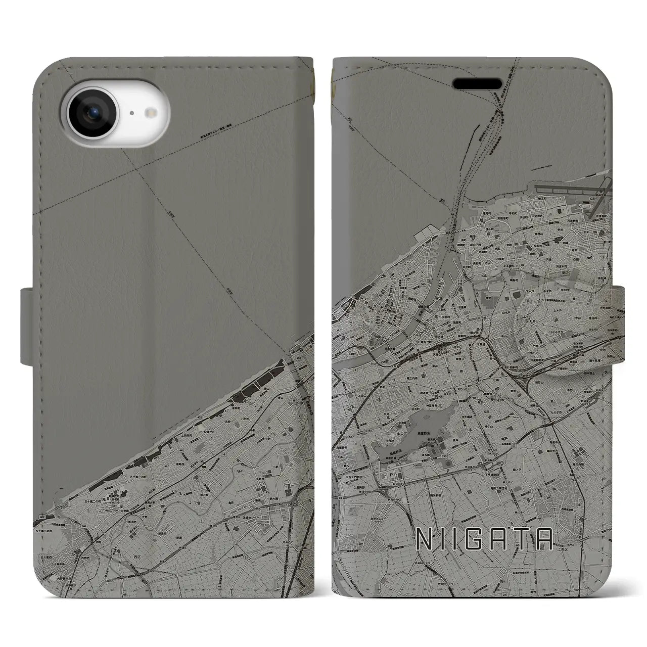 【新潟(新潟県)】地図柄iPhoneケース(手帳タイプ)