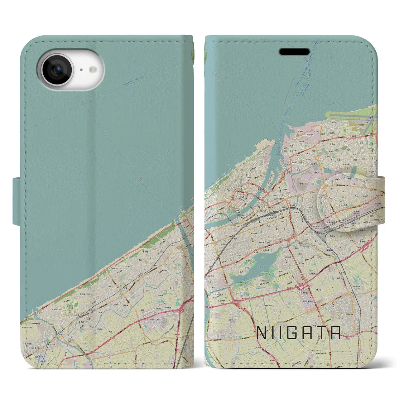 【新潟(新潟県)】地図柄iPhoneケース(手帳タイプ)