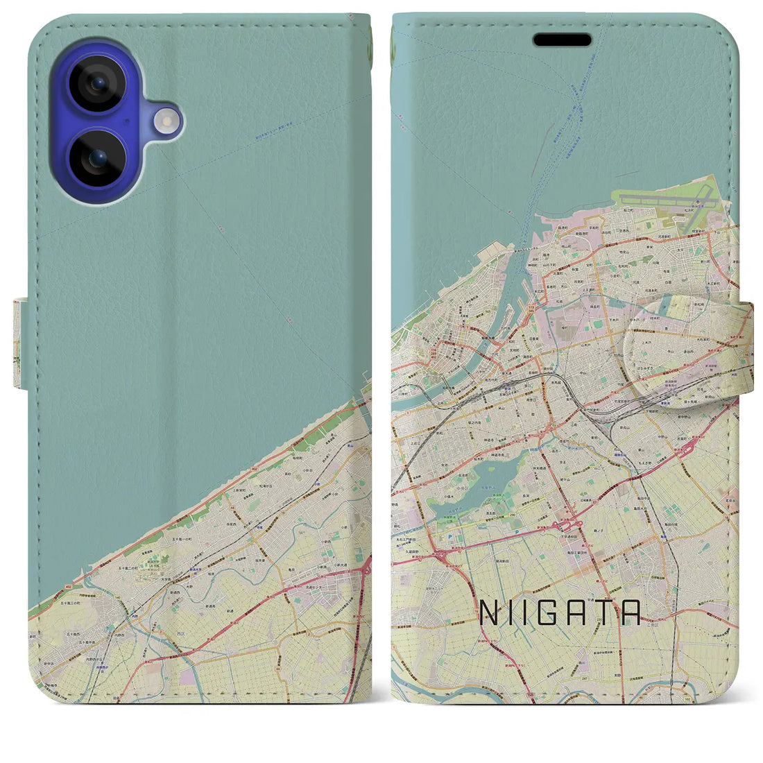 【新潟(新潟県)】地図柄iPhoneケース(手帳タイプ)ナチュラル・iPhone 16 Pro Max 用