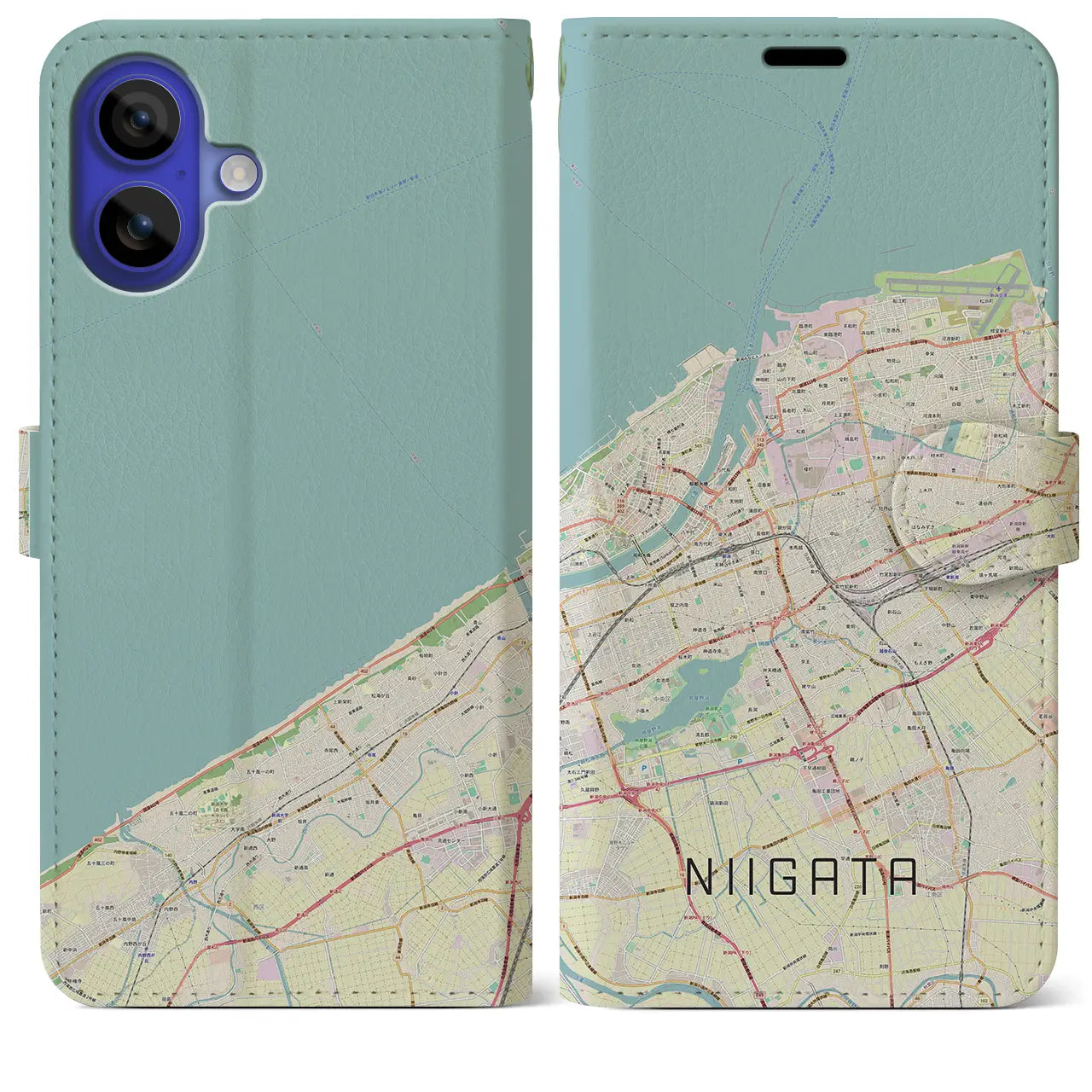 【新潟(新潟県)】地図柄iPhoneケース(手帳タイプ)ナチュラル・iPhone 16 Pro Max 用