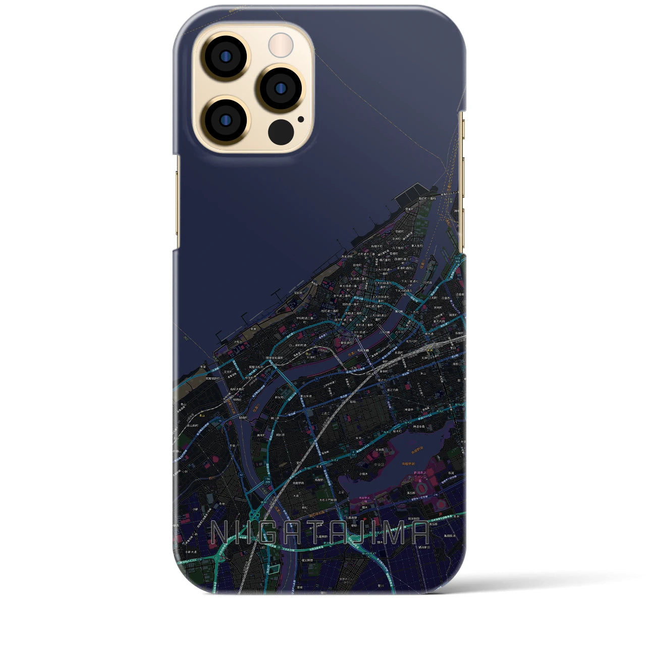 【新潟島(新潟県)】地図柄iPhoneケース(バックカバータイプ)