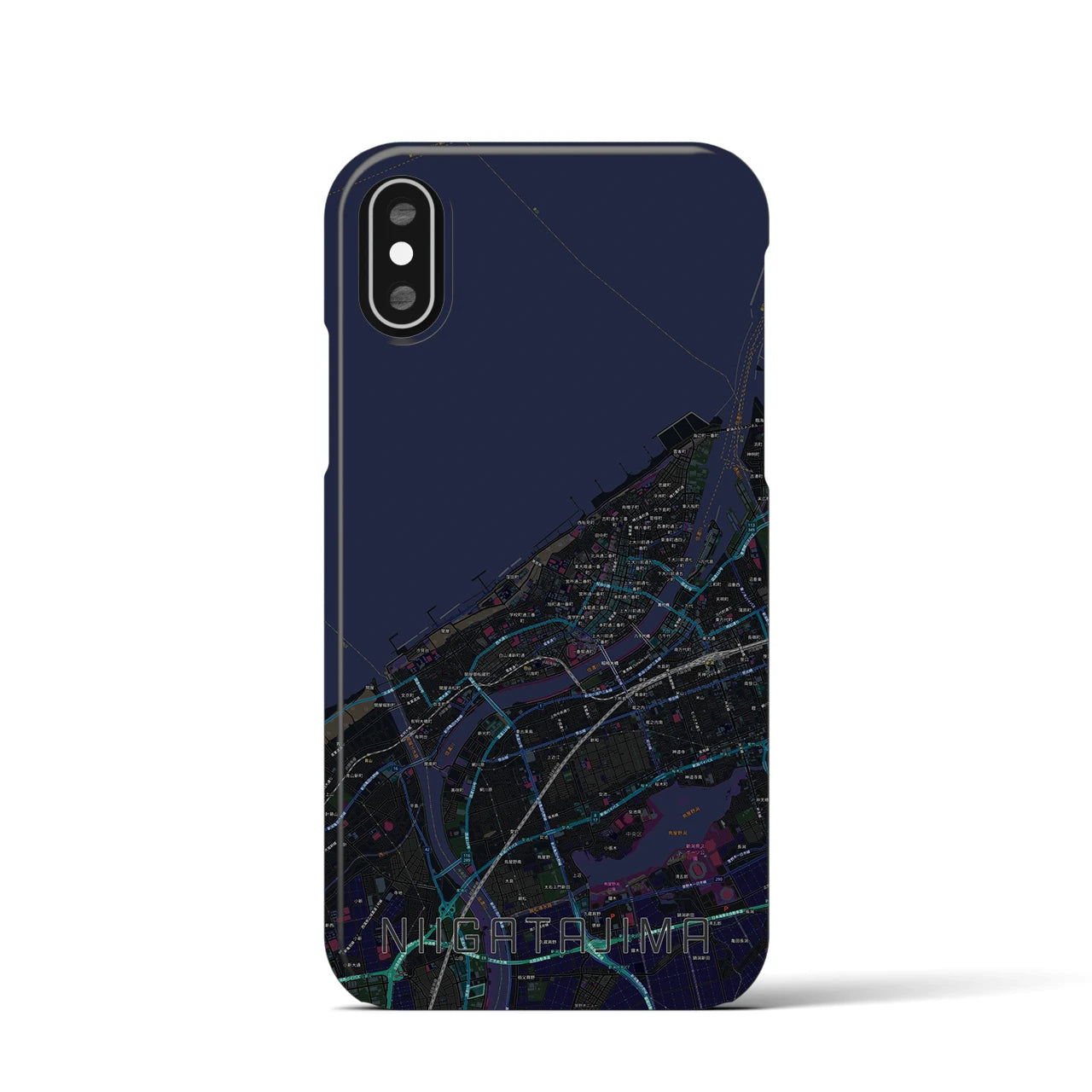 【新潟島(新潟県)】地図柄iPhoneケース(バックカバータイプ)