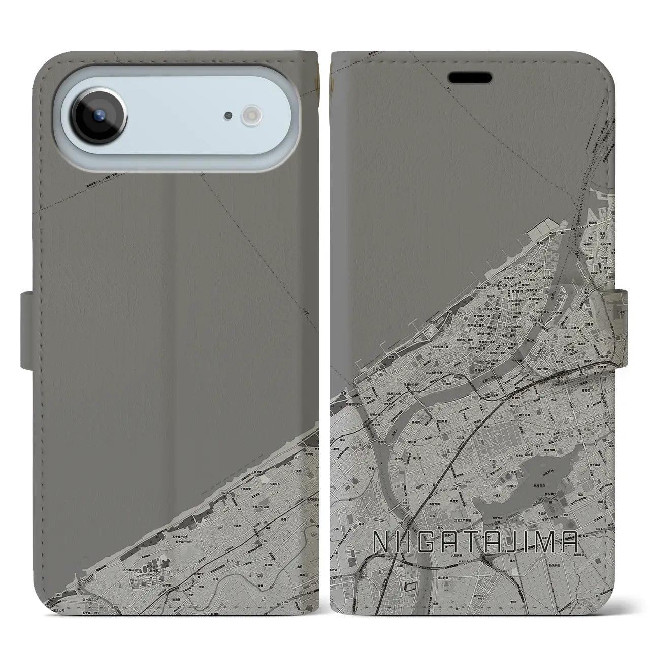 【新潟島(新潟県)】地図柄iPhoneケース(手帳タイプ)