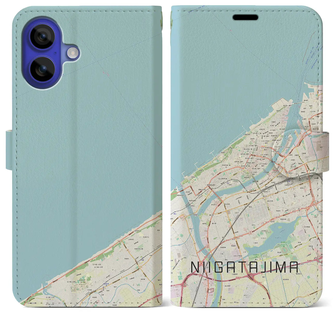 【新潟島(新潟県)】地図柄iPhoneケース(手帳タイプ)ナチュラル・iPhone 16 Pro Max 用