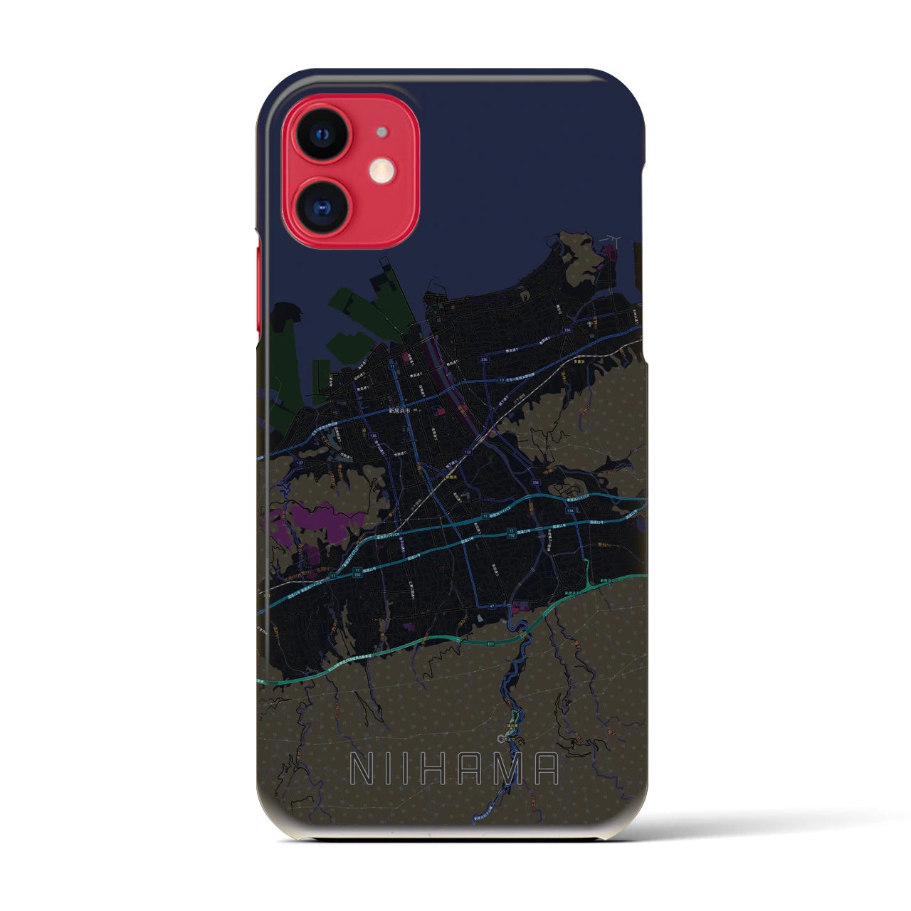 【新居浜(愛媛県)】地図柄iPhoneケース(バックカバータイプ)