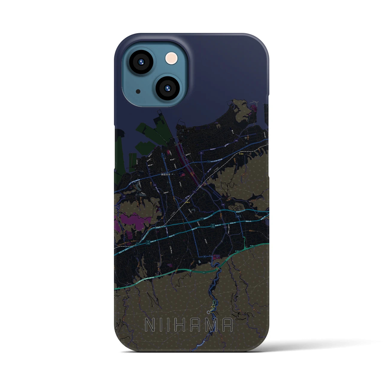 【新居浜(愛媛県)】地図柄iPhoneケース(バックカバータイプ)