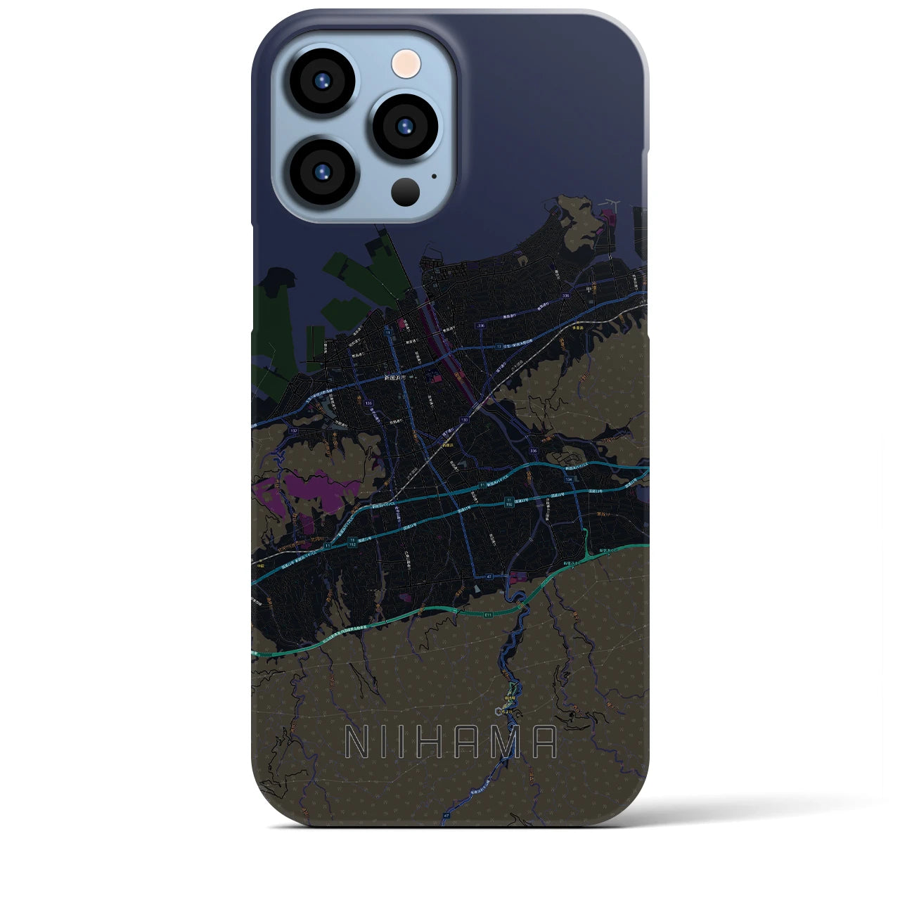 【新居浜(愛媛県)】地図柄iPhoneケース(バックカバータイプ)