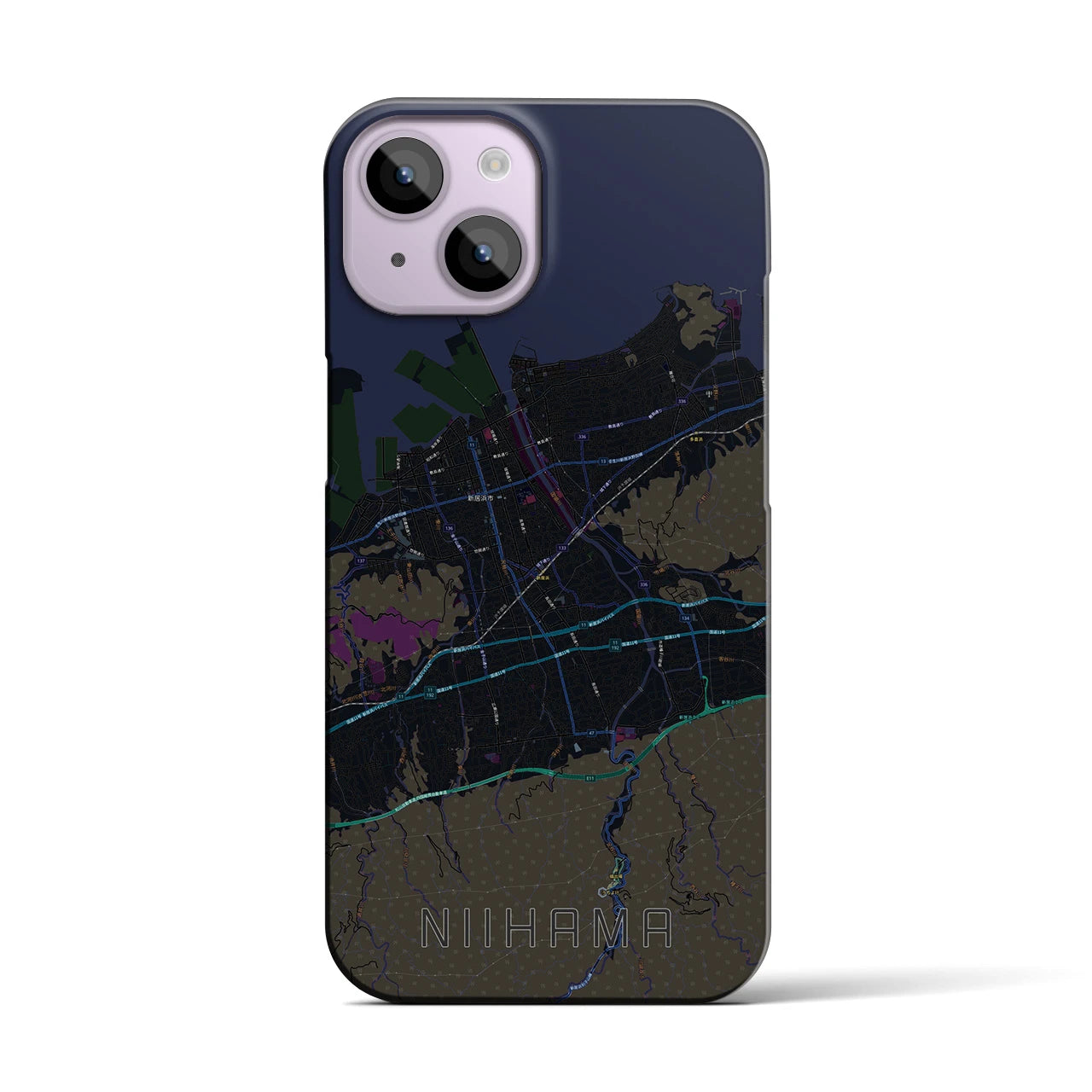 【新居浜(愛媛県)】地図柄iPhoneケース(バックカバータイプ)