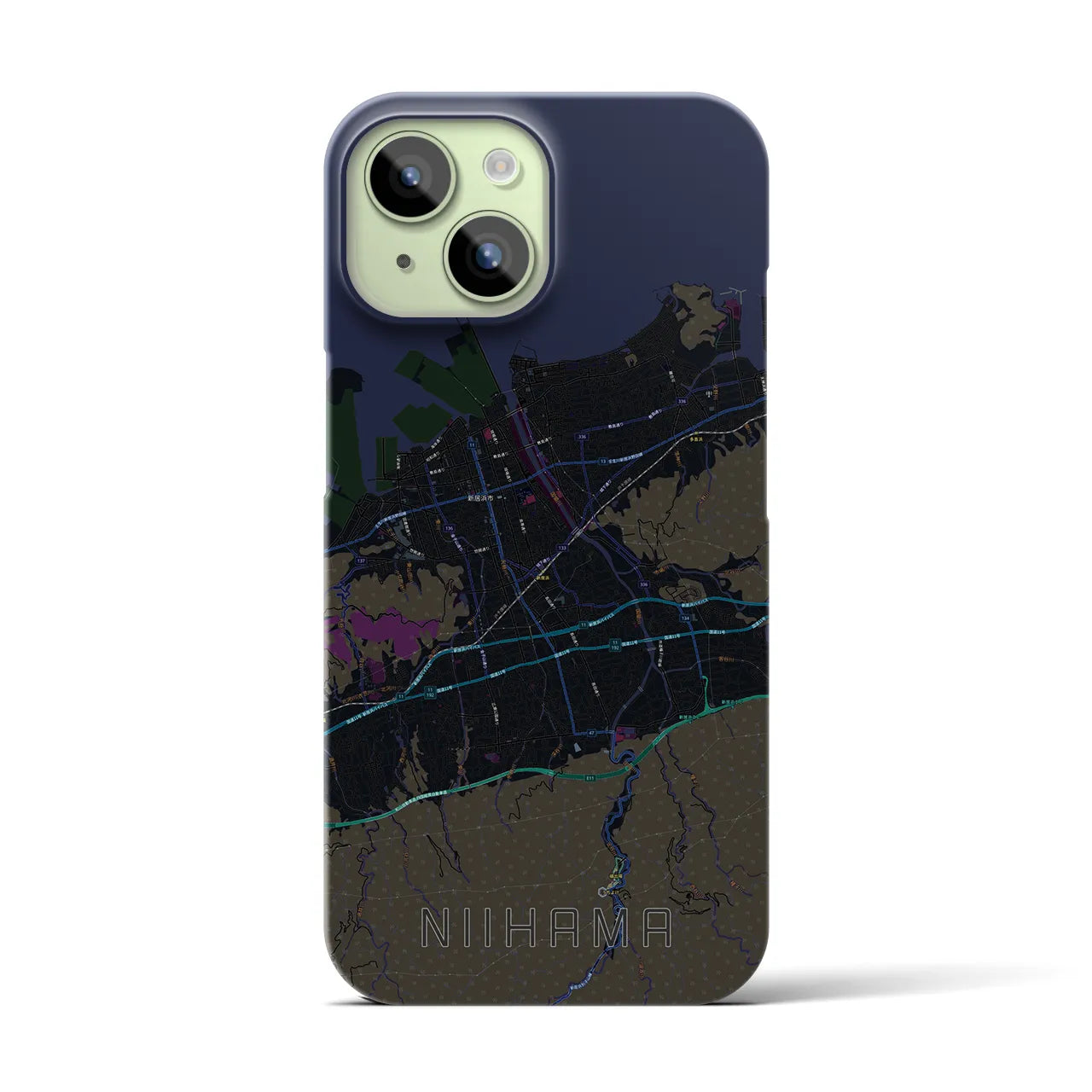 【新居浜(愛媛県)】地図柄iPhoneケース(バックカバータイプ)