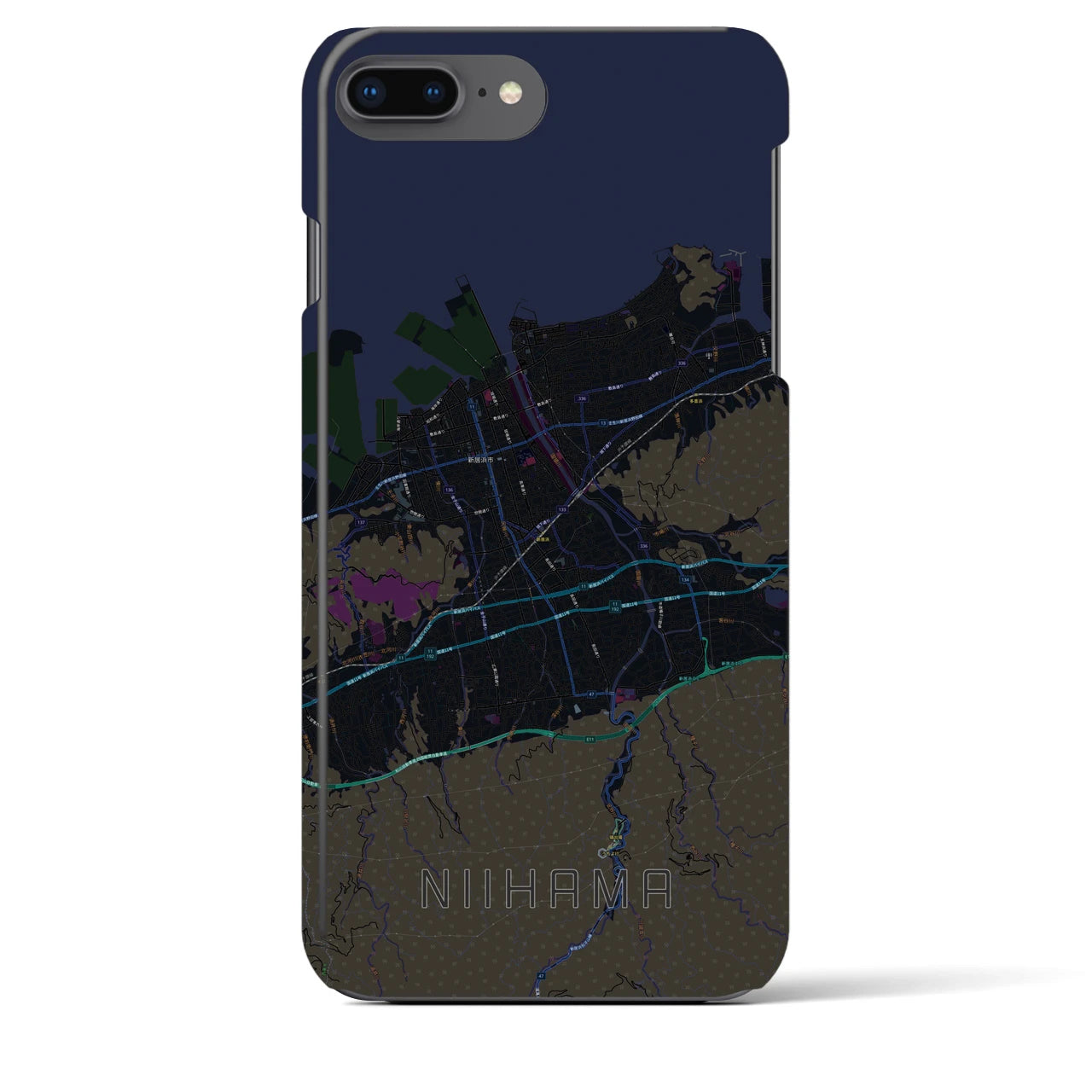 【新居浜(愛媛県)】地図柄iPhoneケース(バックカバータイプ)
