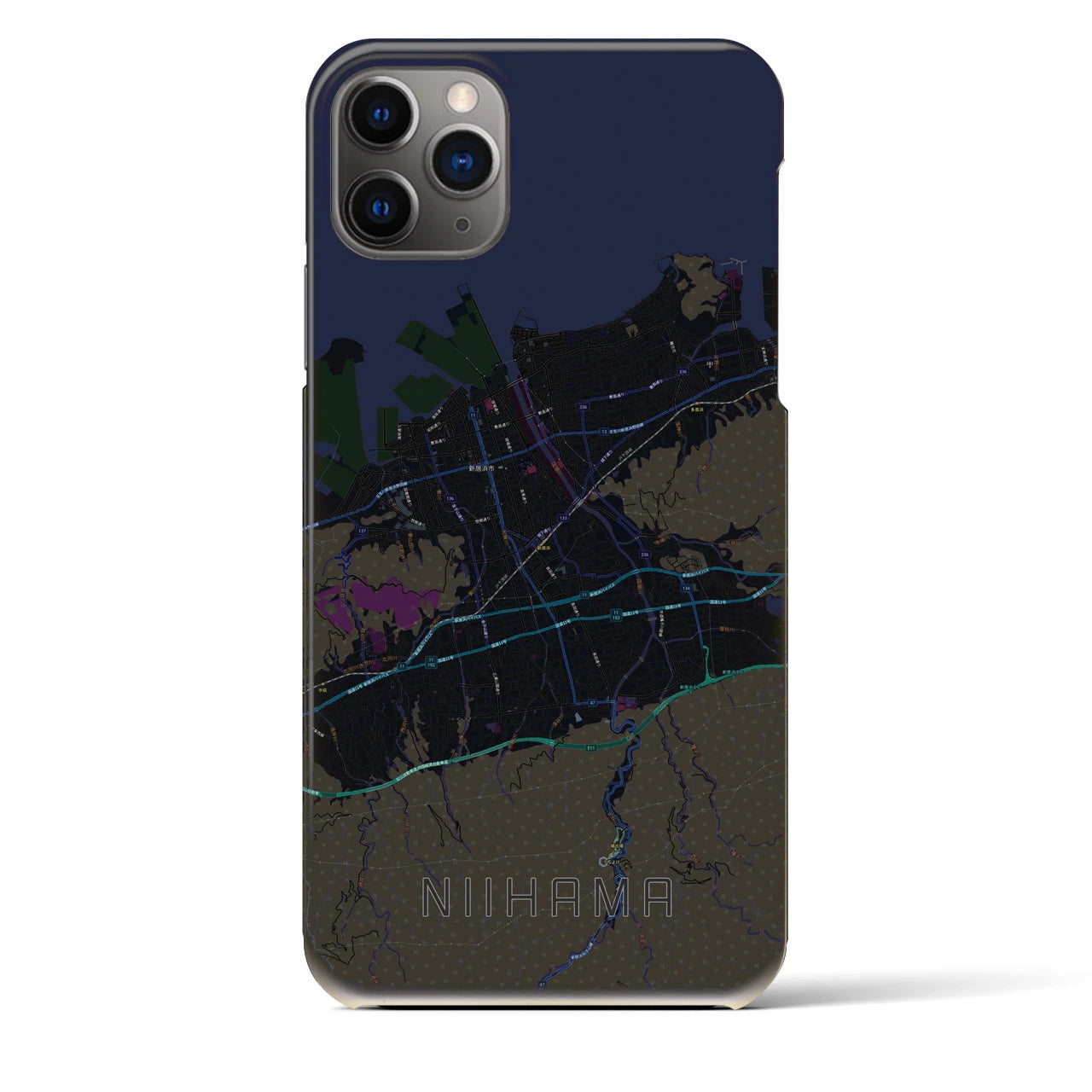 【新居浜(愛媛県)】地図柄iPhoneケース(バックカバータイプ)