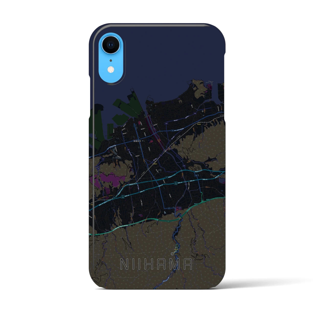 【新居浜(愛媛県)】地図柄iPhoneケース(バックカバータイプ)