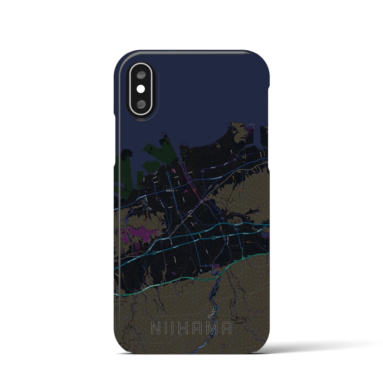 【新居浜(愛媛県)】地図柄iPhoneケース(バックカバータイプ)
