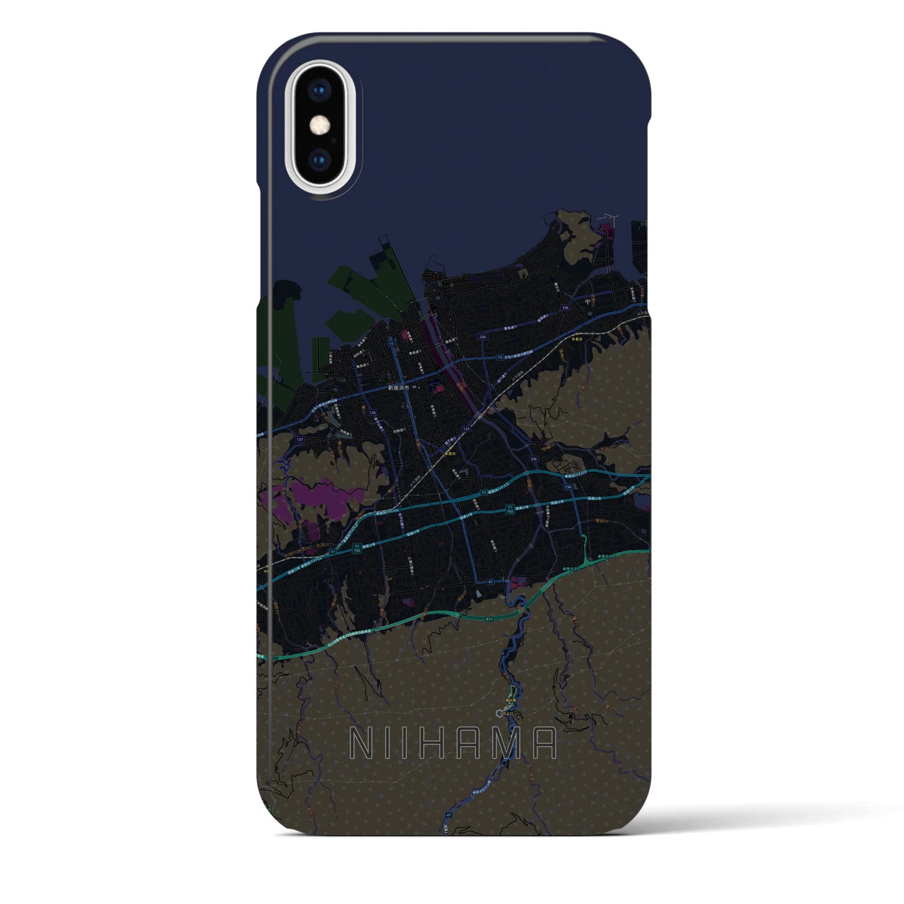 【新居浜(愛媛県)】地図柄iPhoneケース(バックカバータイプ)