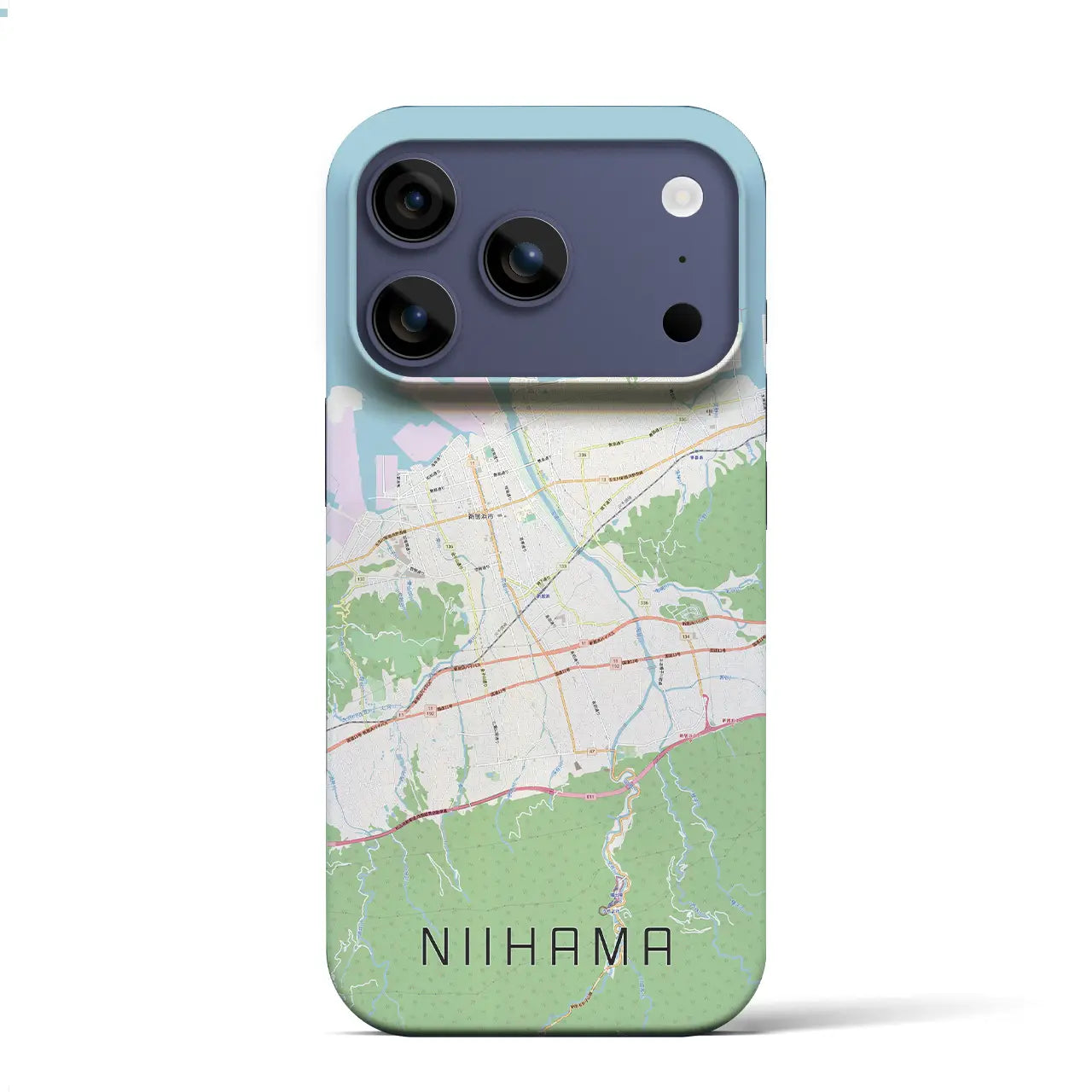 【新居浜(愛媛県)】地図柄iPhoneケース(バックカバータイプ)ナチュラル・iPhone 17 Pro Max 用