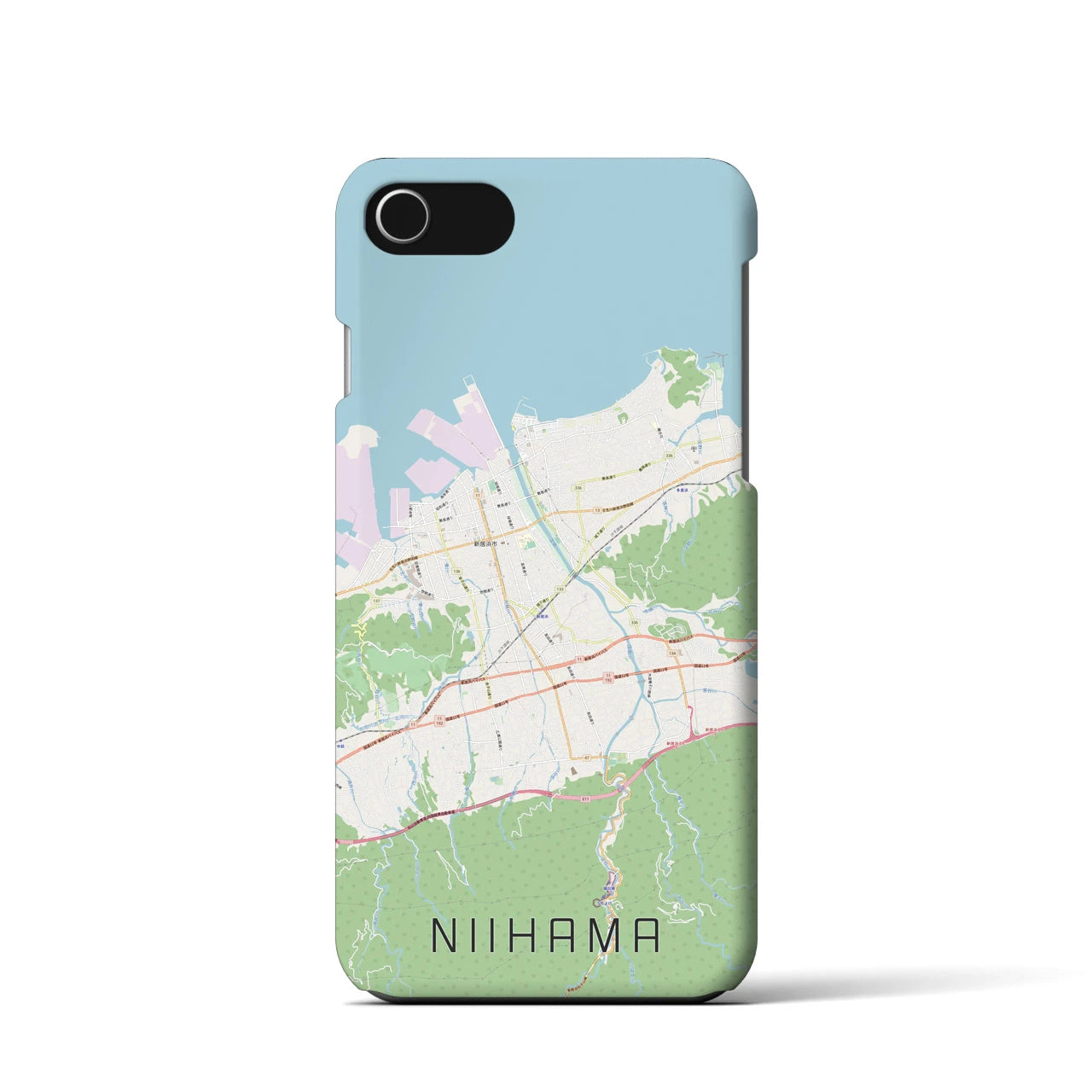 【新居浜(愛媛県)】地図柄iPhoneケース(バックカバータイプ)