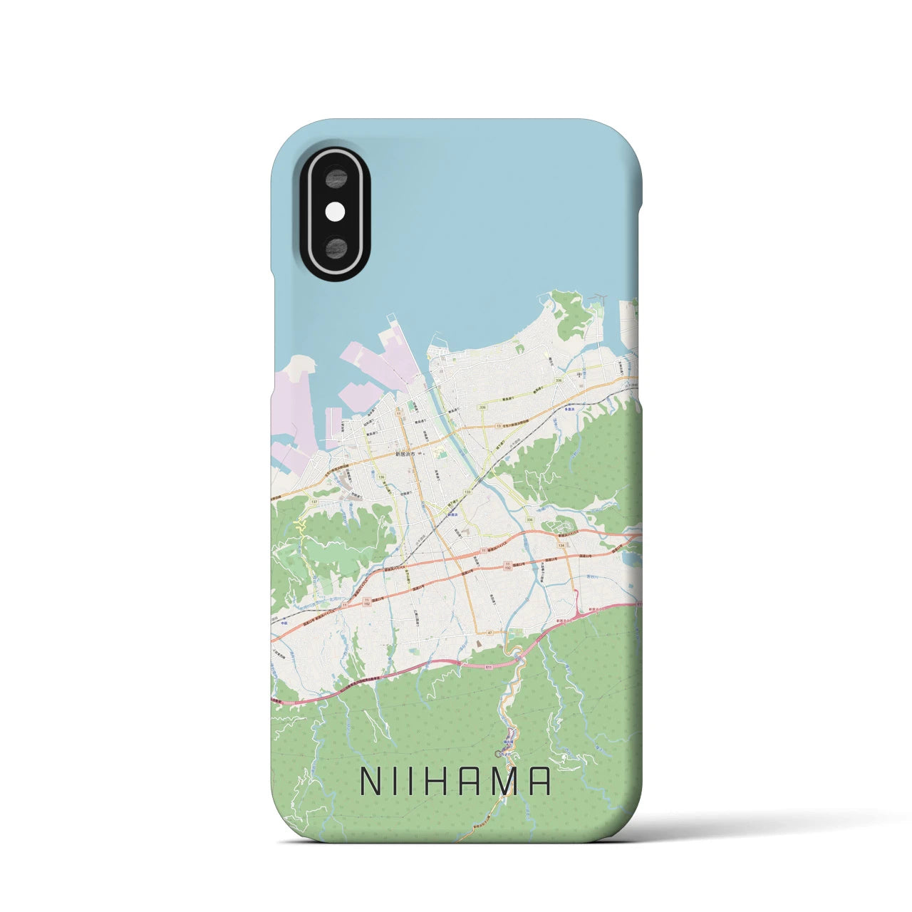 【新居浜(愛媛県)】地図柄iPhoneケース(バックカバータイプ)