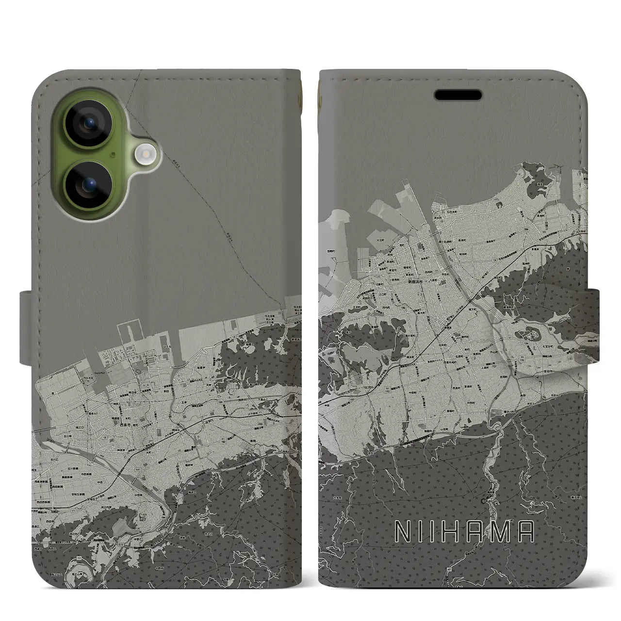 【新居浜(愛媛県)】地図柄iPhoneケース(手帳タイプ)