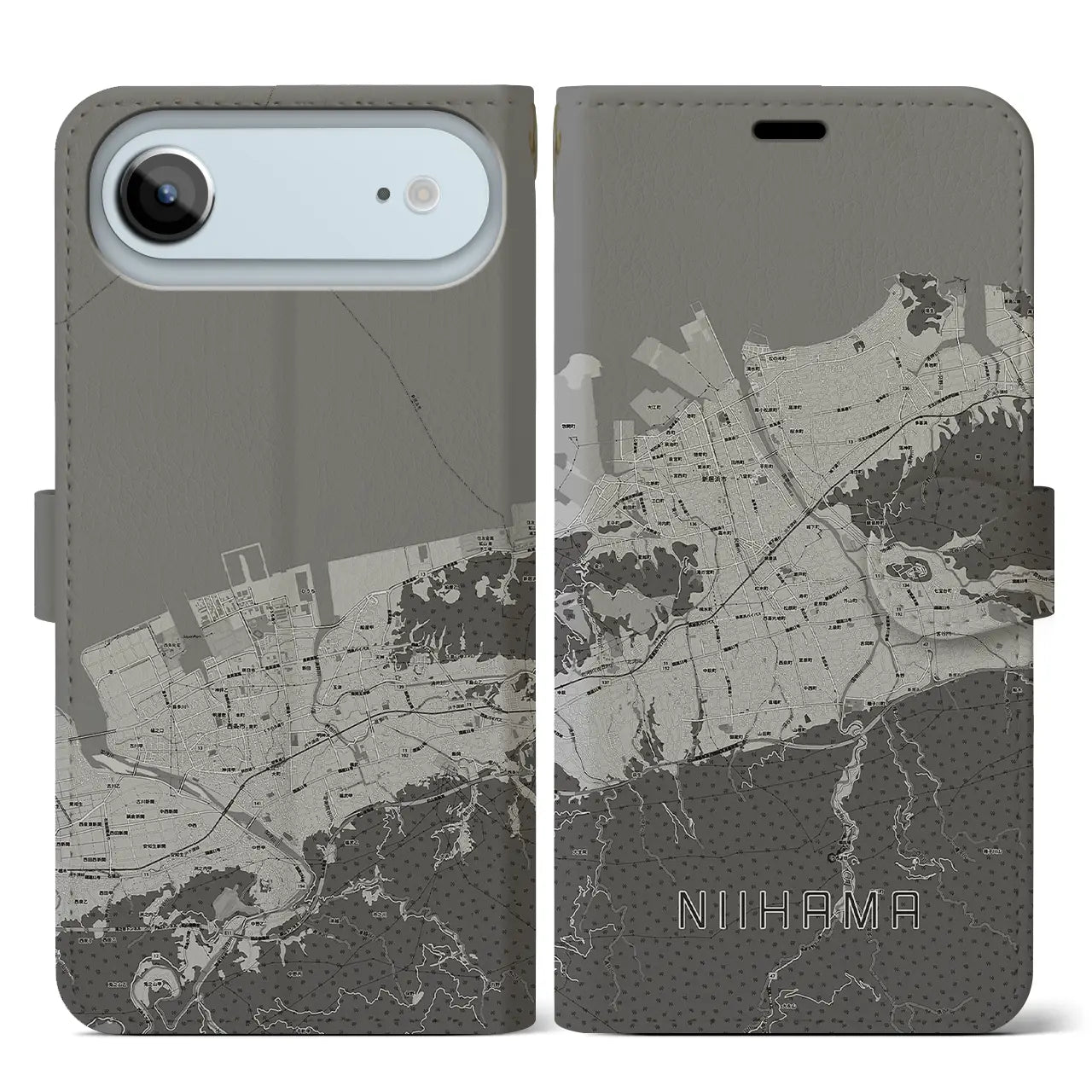 【新居浜(愛媛県)】地図柄iPhoneケース(手帳タイプ)