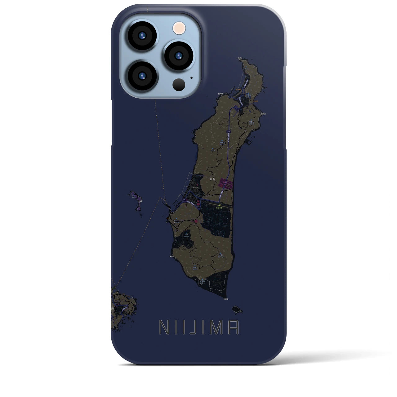 【新島(東京都)】地図柄iPhoneケース(バックカバータイプ)