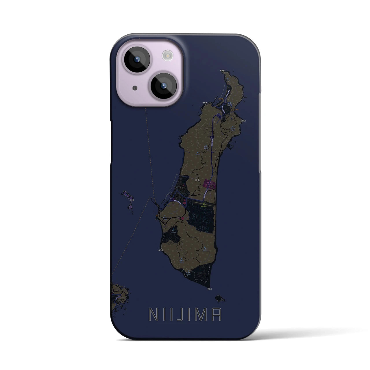 【新島(東京都)】地図柄iPhoneケース(バックカバータイプ)