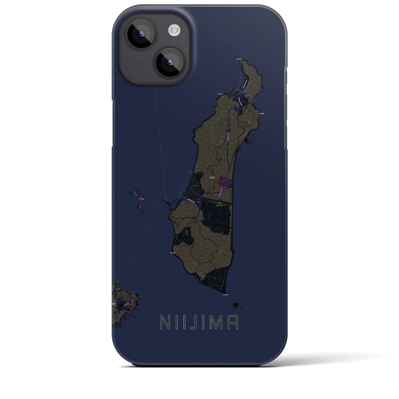 【新島(東京都)】地図柄iPhoneケース(バックカバータイプ)