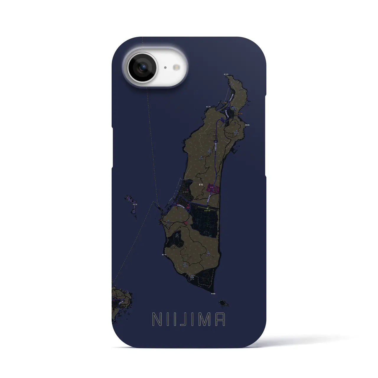 【新島(東京都)】地図柄iPhoneケース(バックカバータイプ)