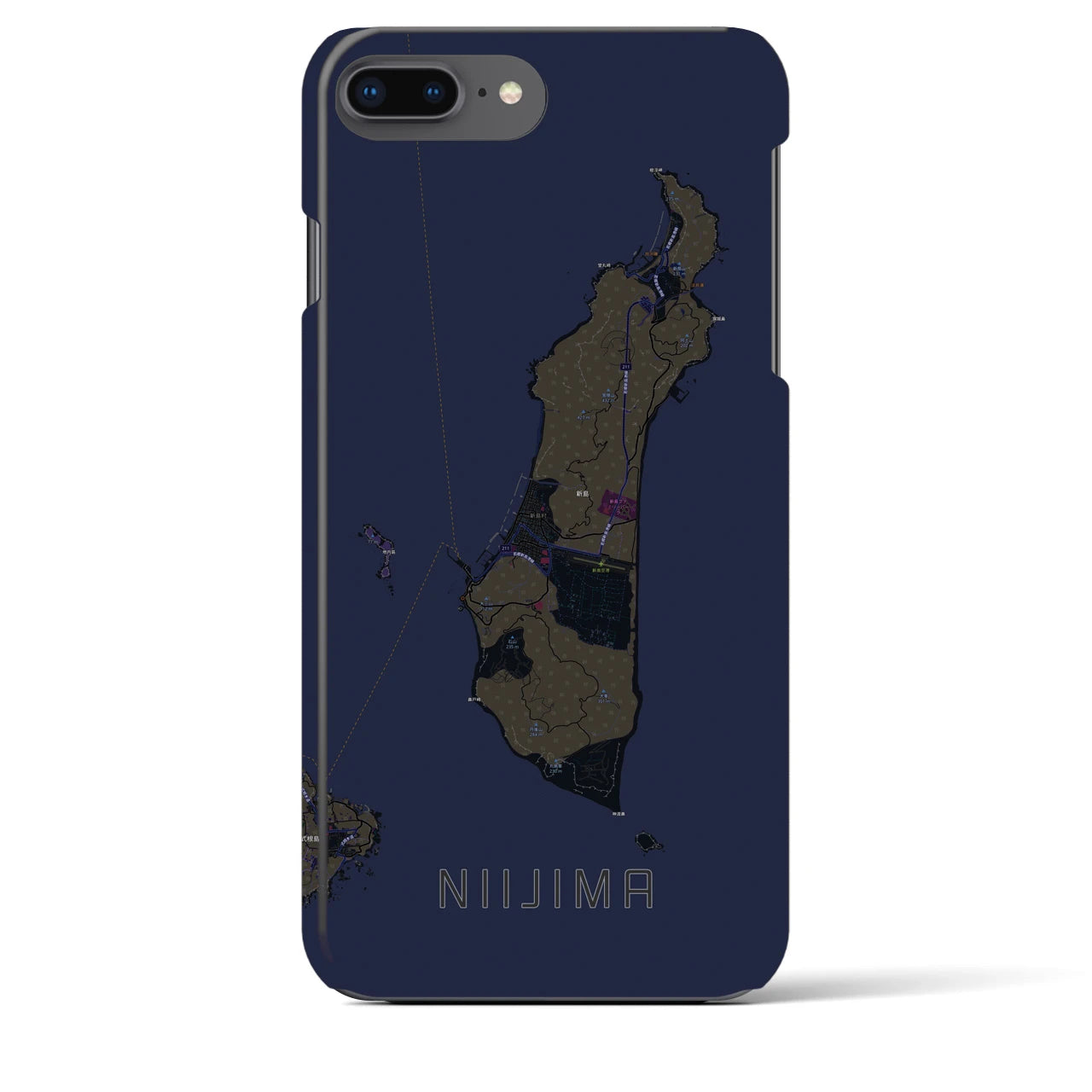 【新島(東京都)】地図柄iPhoneケース(バックカバータイプ)