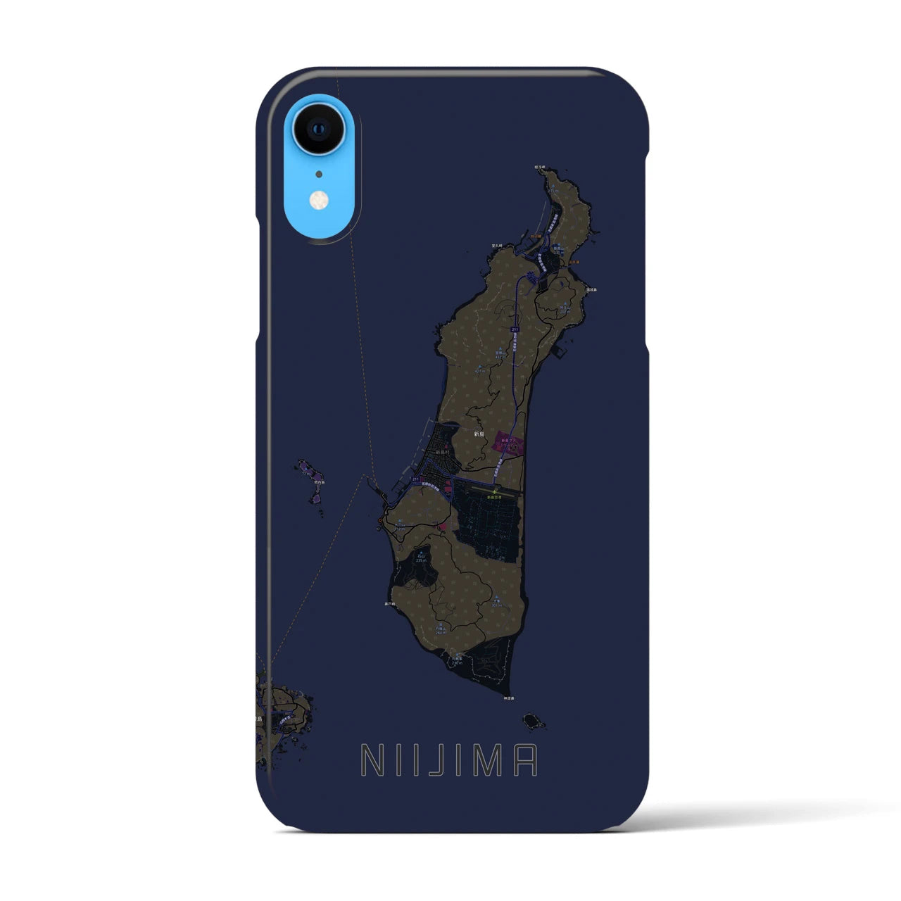 【新島(東京都)】地図柄iPhoneケース(バックカバータイプ)