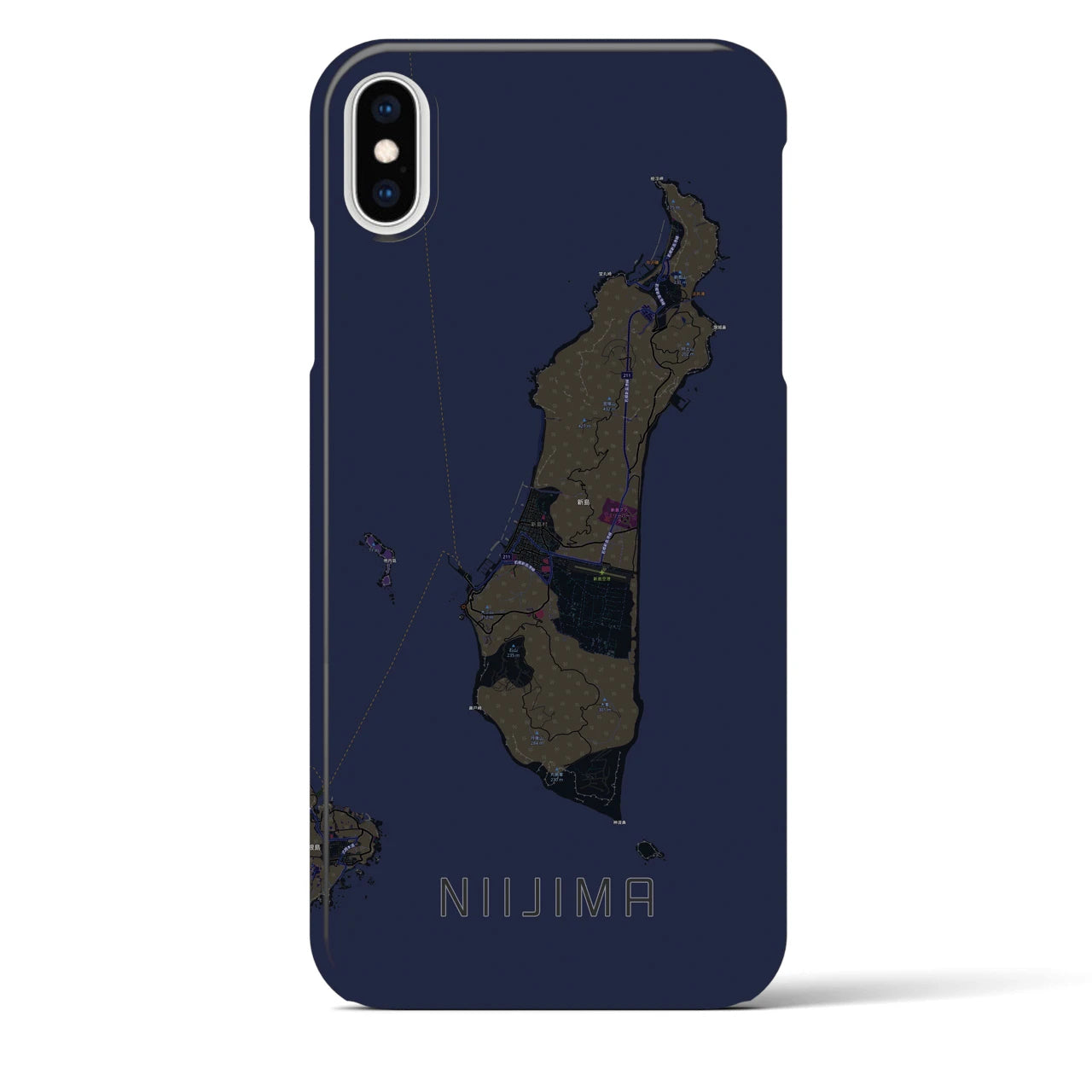 【新島(東京都)】地図柄iPhoneケース(バックカバータイプ)